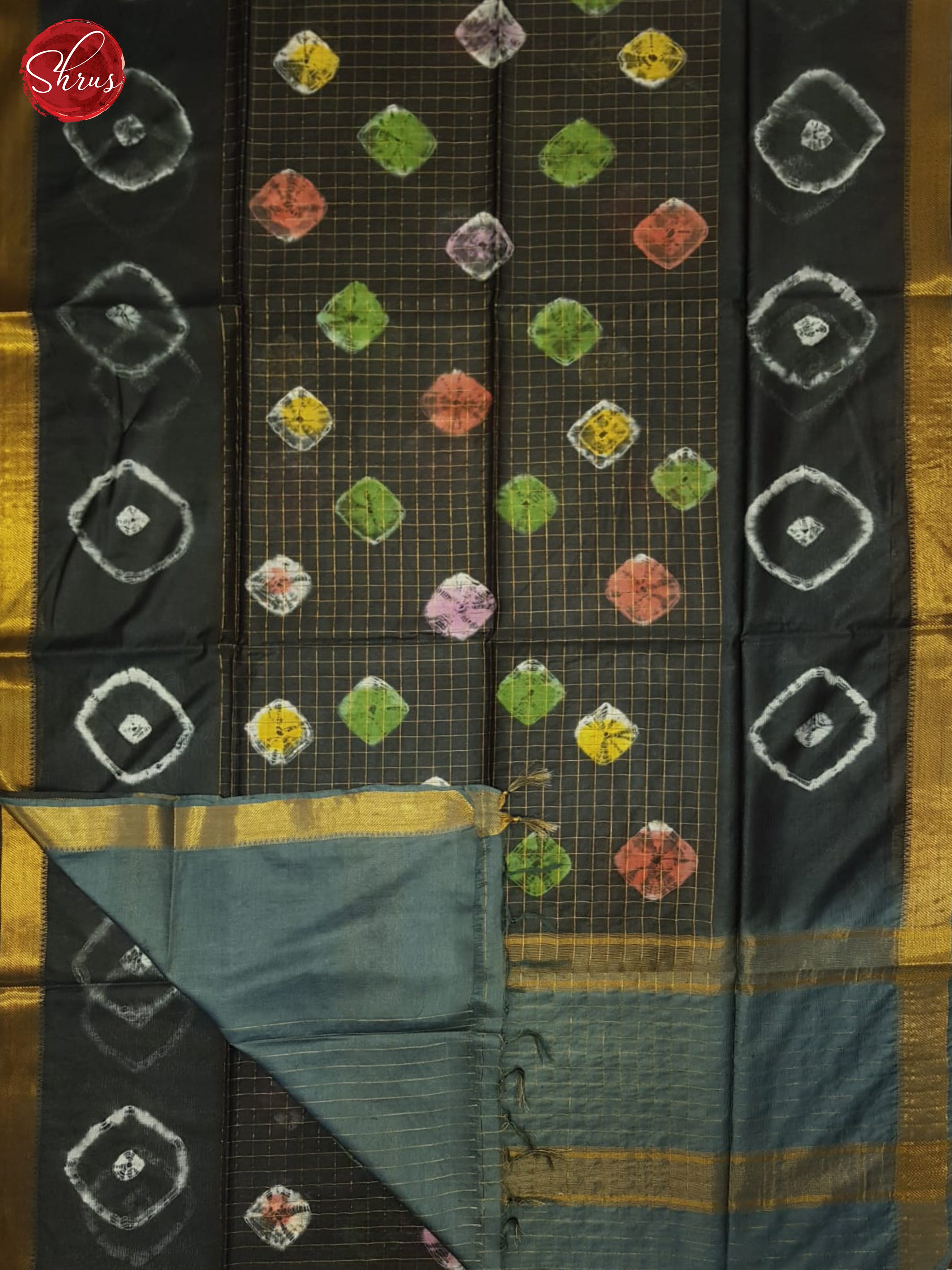 Elephant Black & Grey - Shibori saree - Shop on ShrusEternity.com