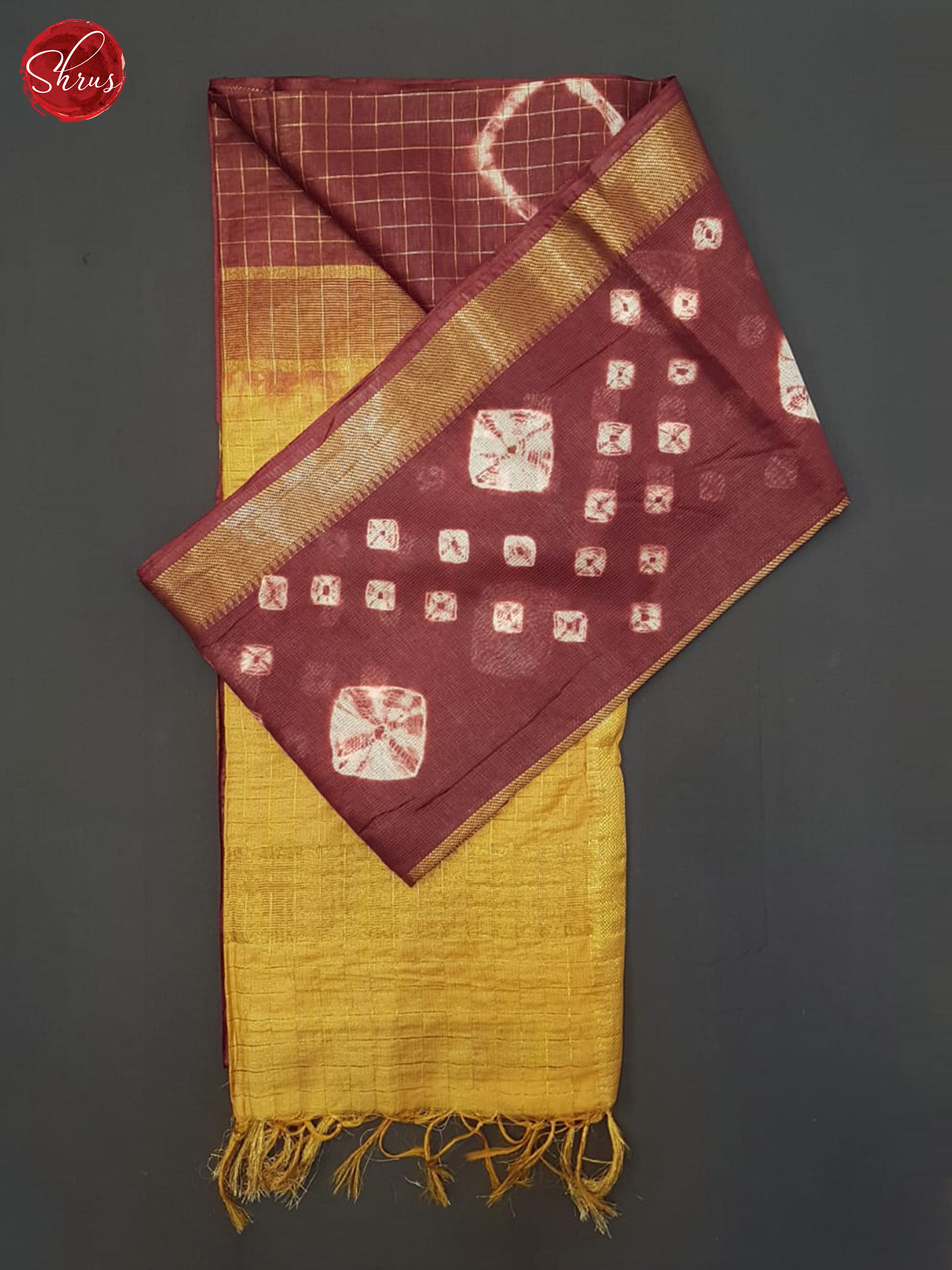 Maroon And Mustard- Shibori Saree - Shop on ShrusEternity.com
