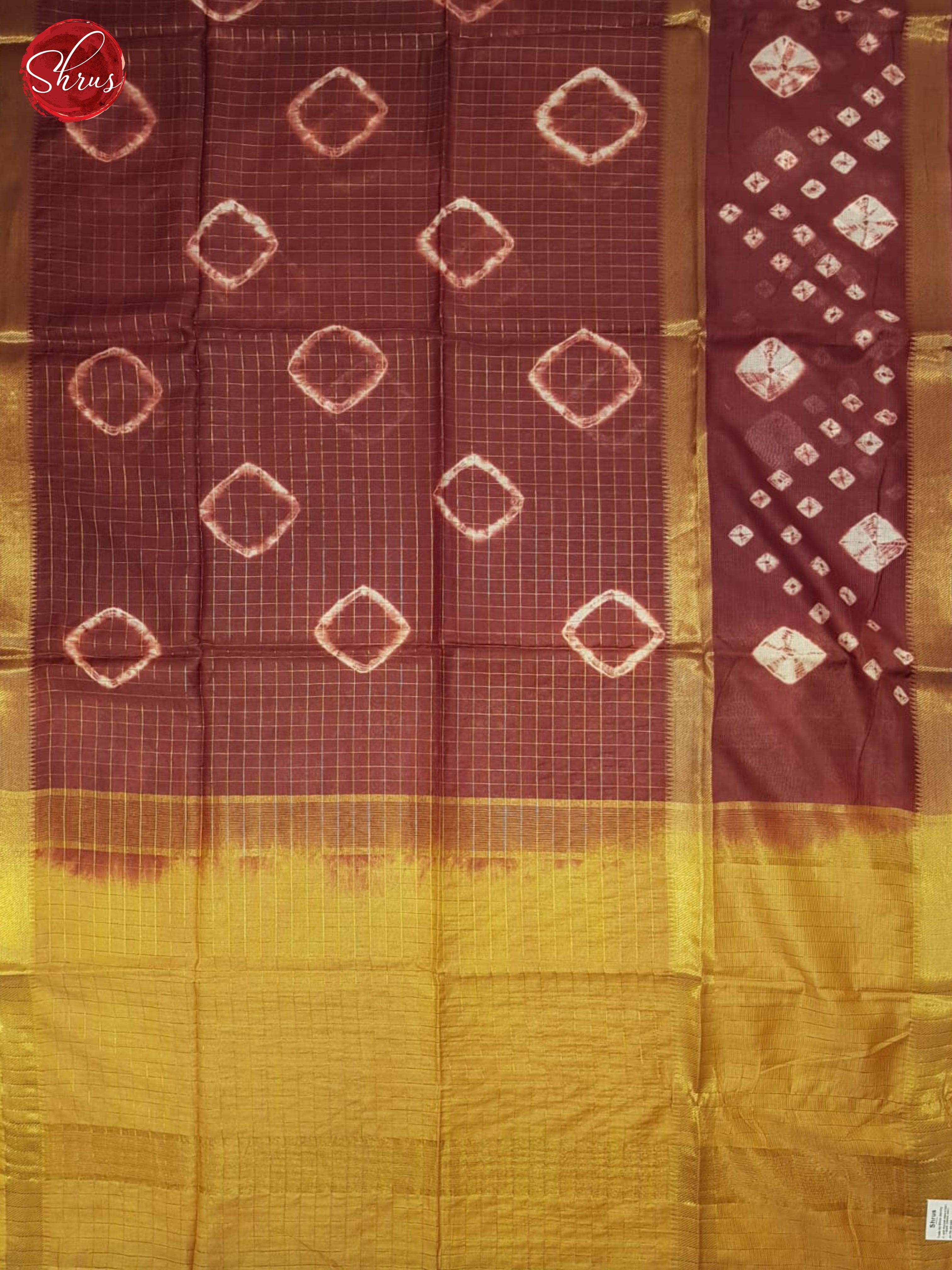 Maroon And Mustard- Shibori Saree - Shop on ShrusEternity.com