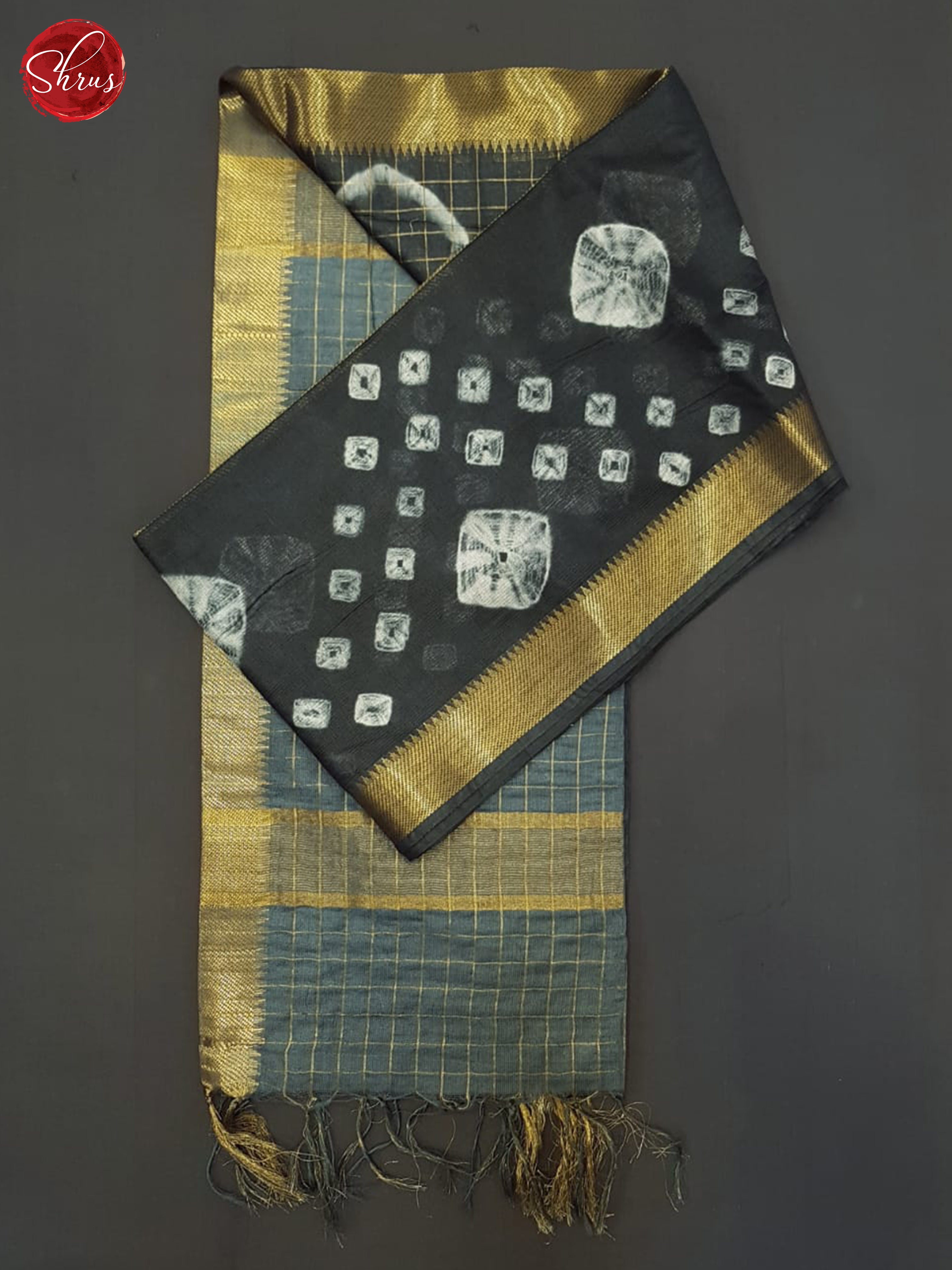 Elephant Black & Grey- Shibori saree - Shop on ShrusEternity.com