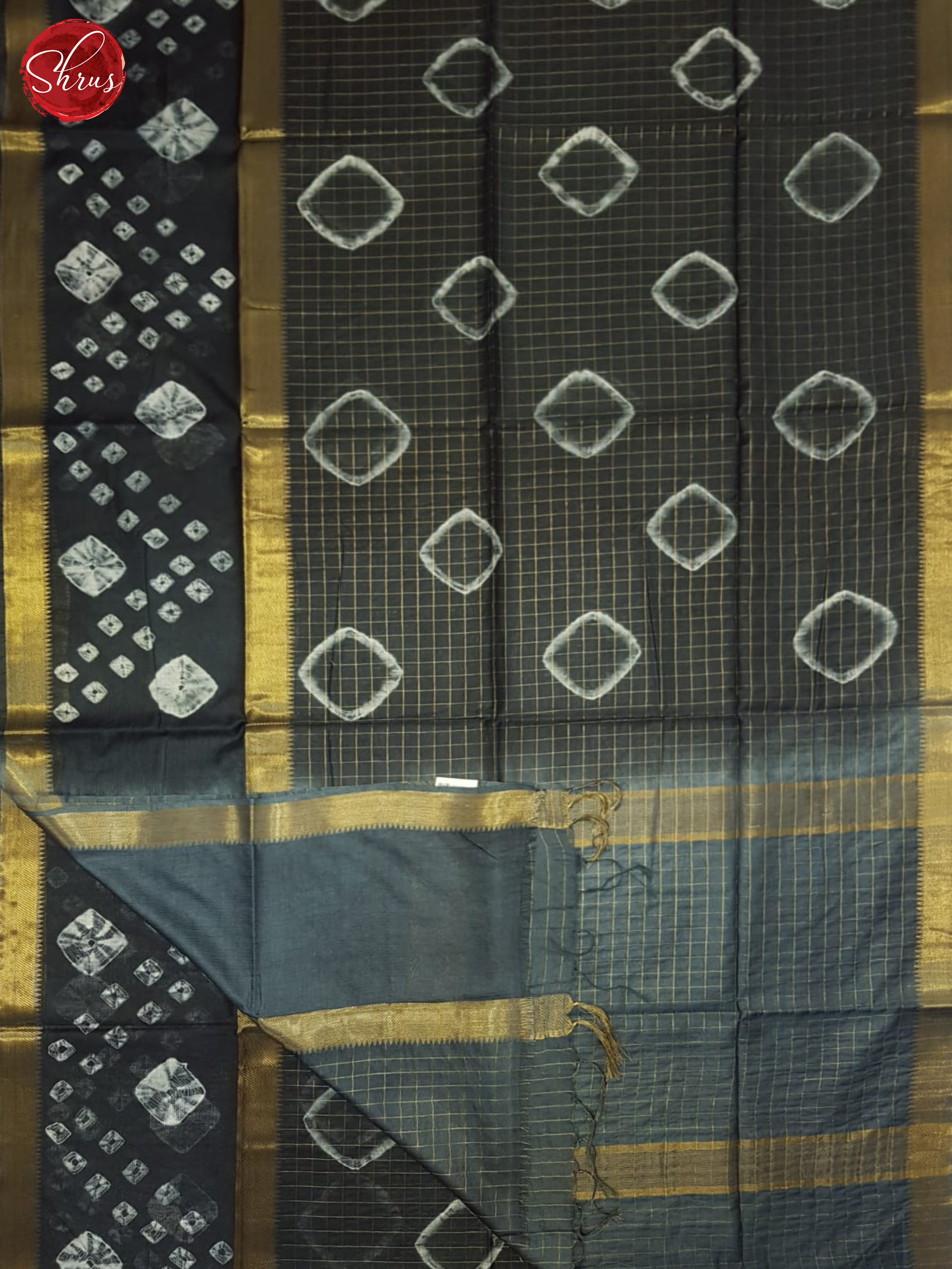 Elephant Black & Grey- Shibori saree - Shop on ShrusEternity.com