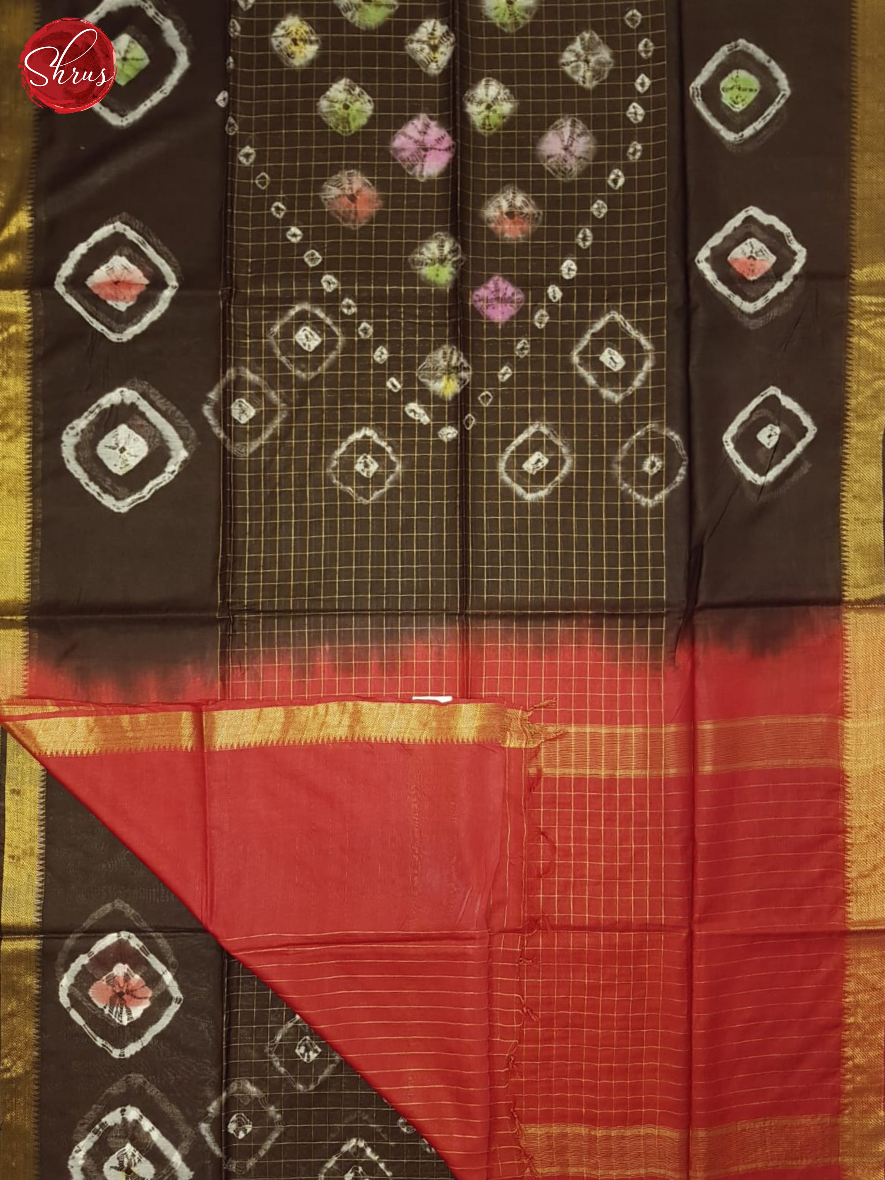 Brown And Red - Shibori Saree - Shop on ShrusEternity.com