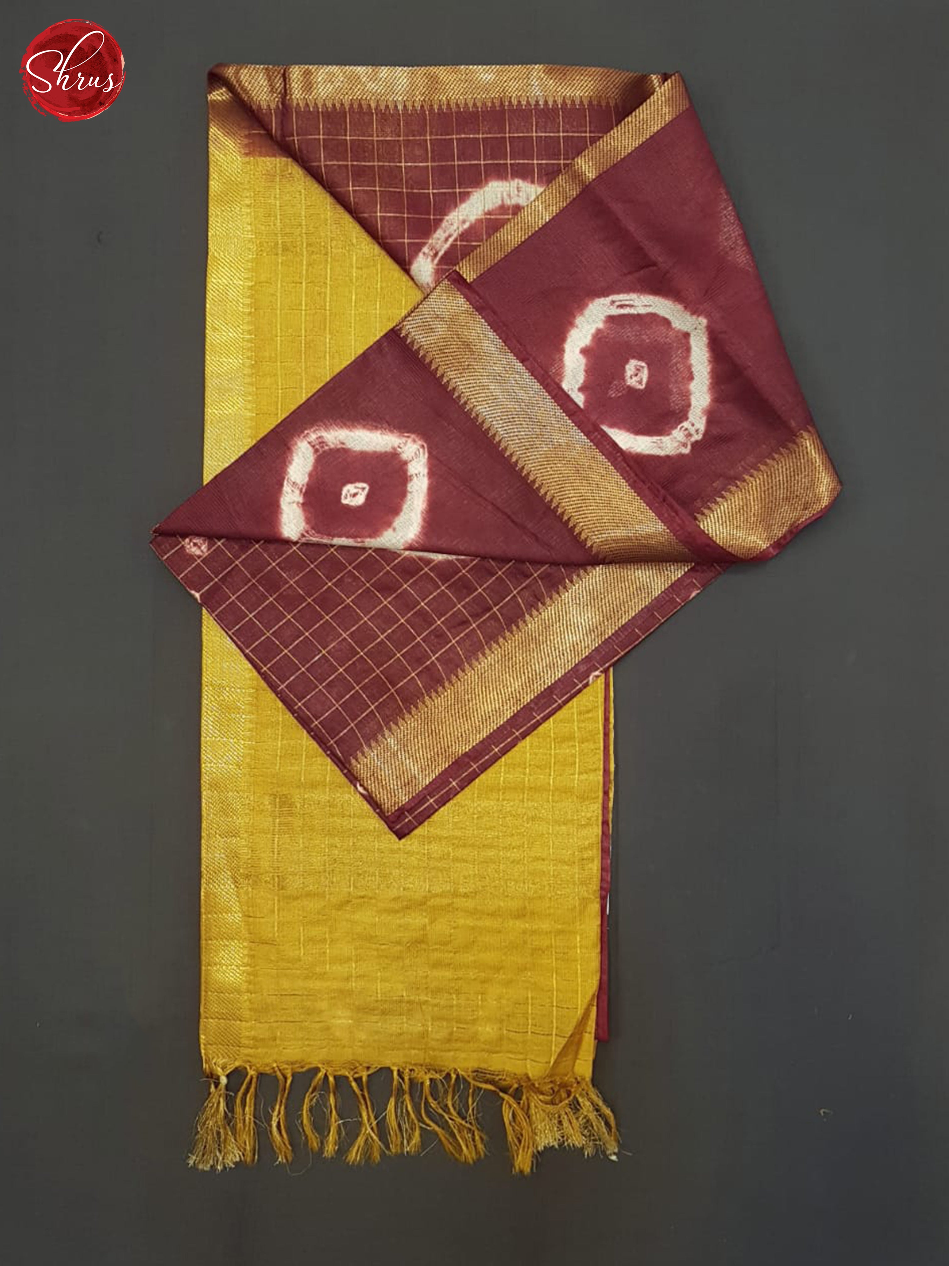 Maroon And Mustard- Shibori saree - Shop on ShrusEternity.com