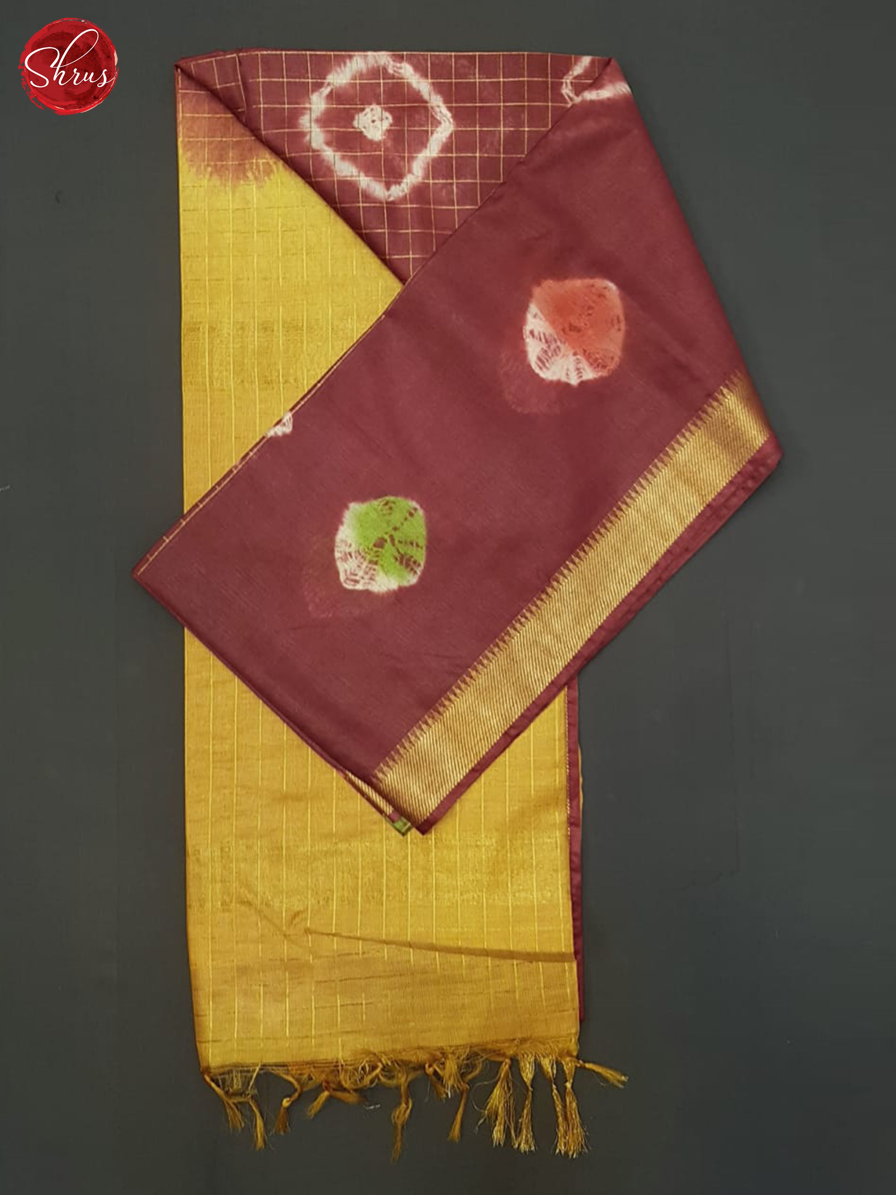 Maroon And Mustard - Shibori Saree - Shop on ShrusEternity.com