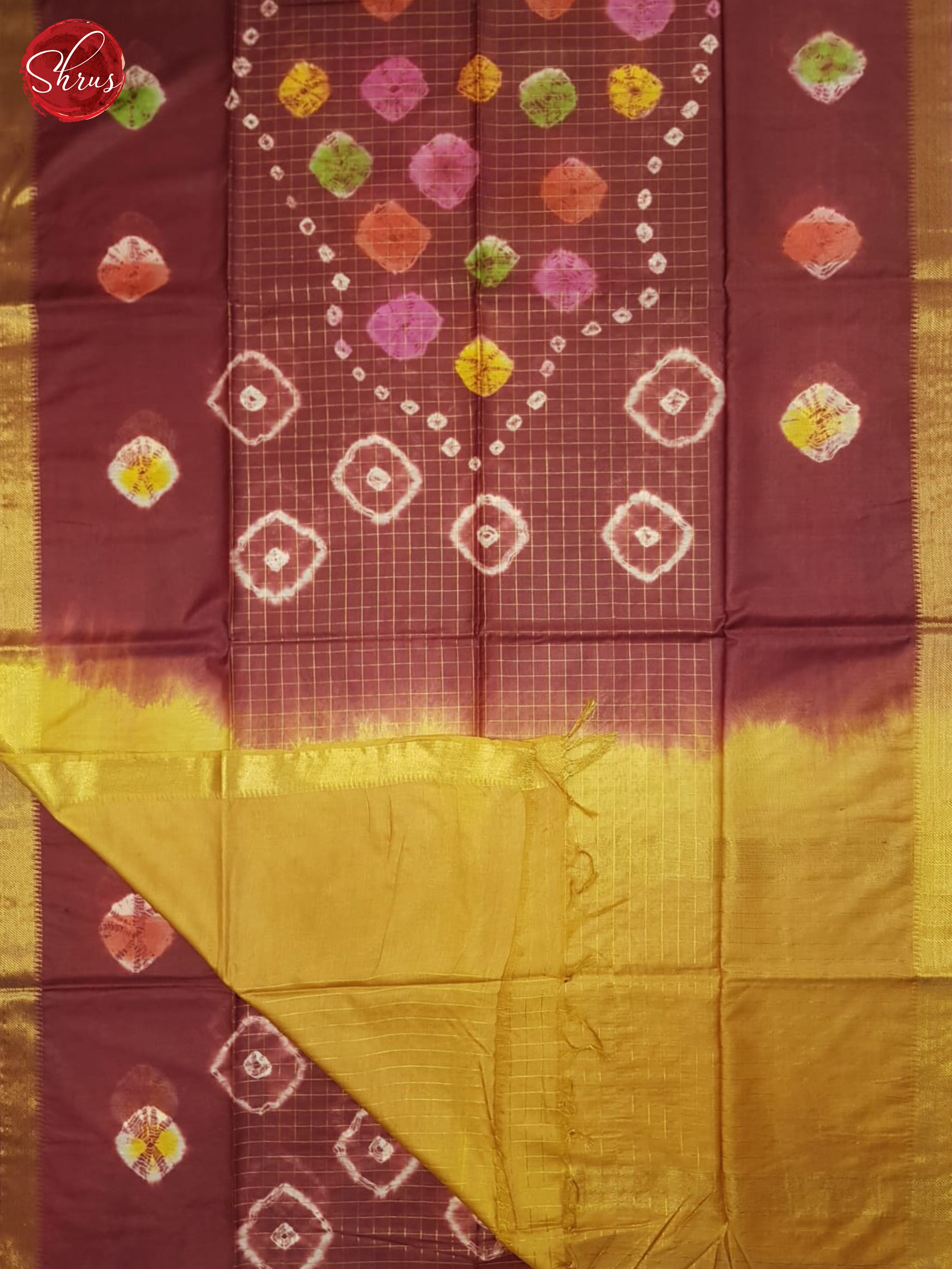 Maroon And Mustard - Shibori Saree - Shop on ShrusEternity.com