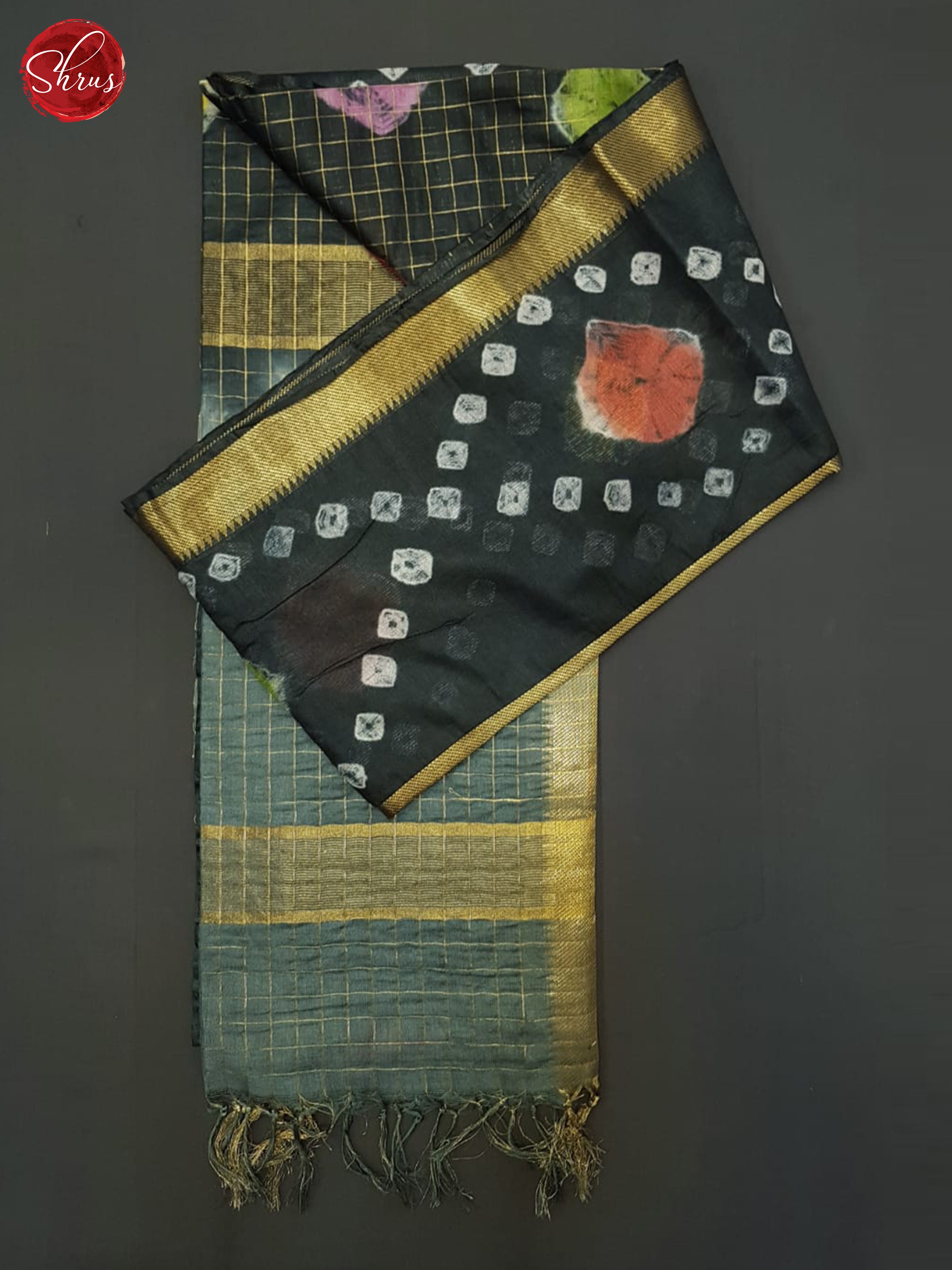 Elephant Black & Grey -Shibori Saree - Shop on ShrusEternity.com