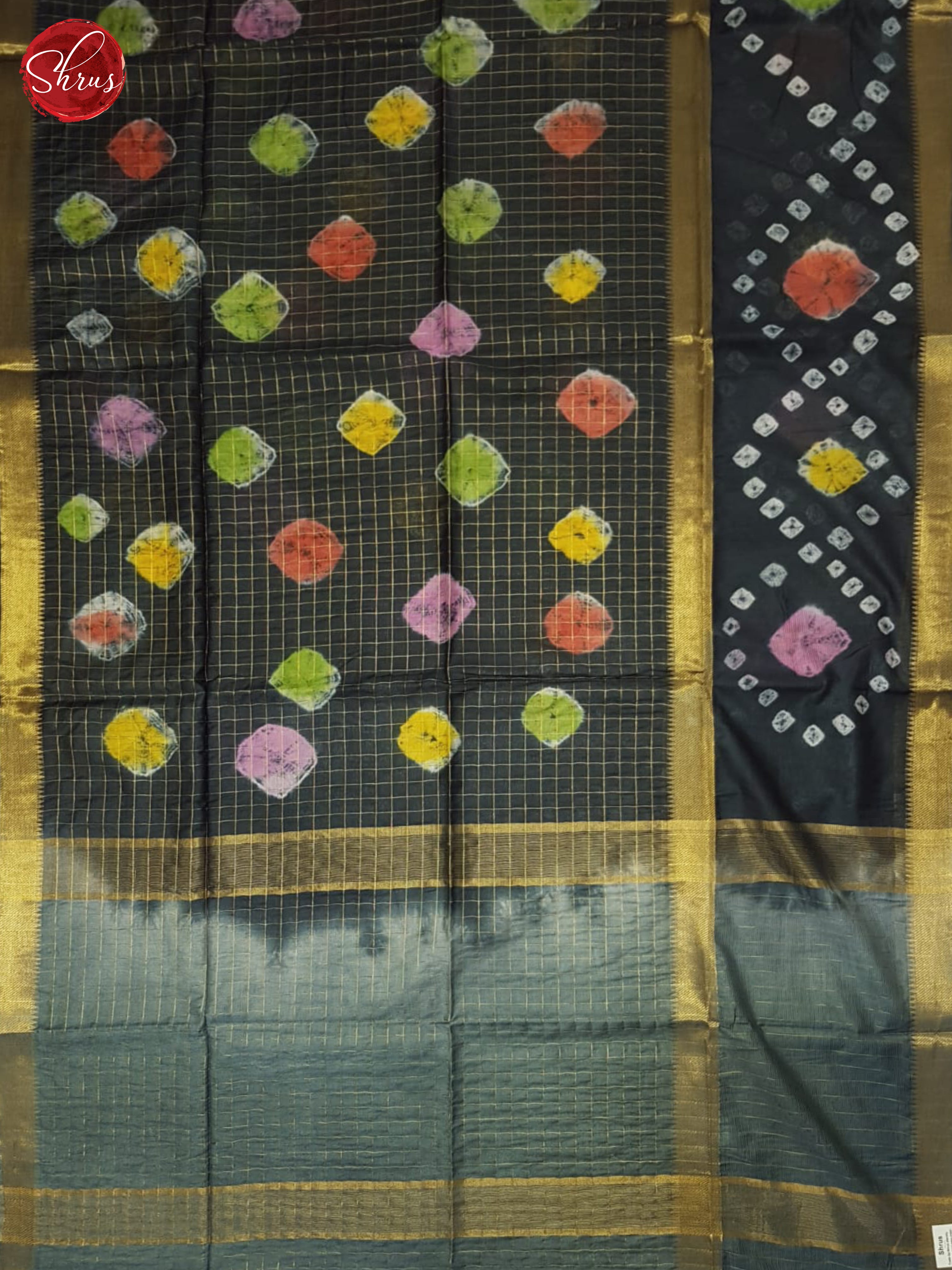 Elephant Black & Grey -Shibori Saree - Shop on ShrusEternity.com