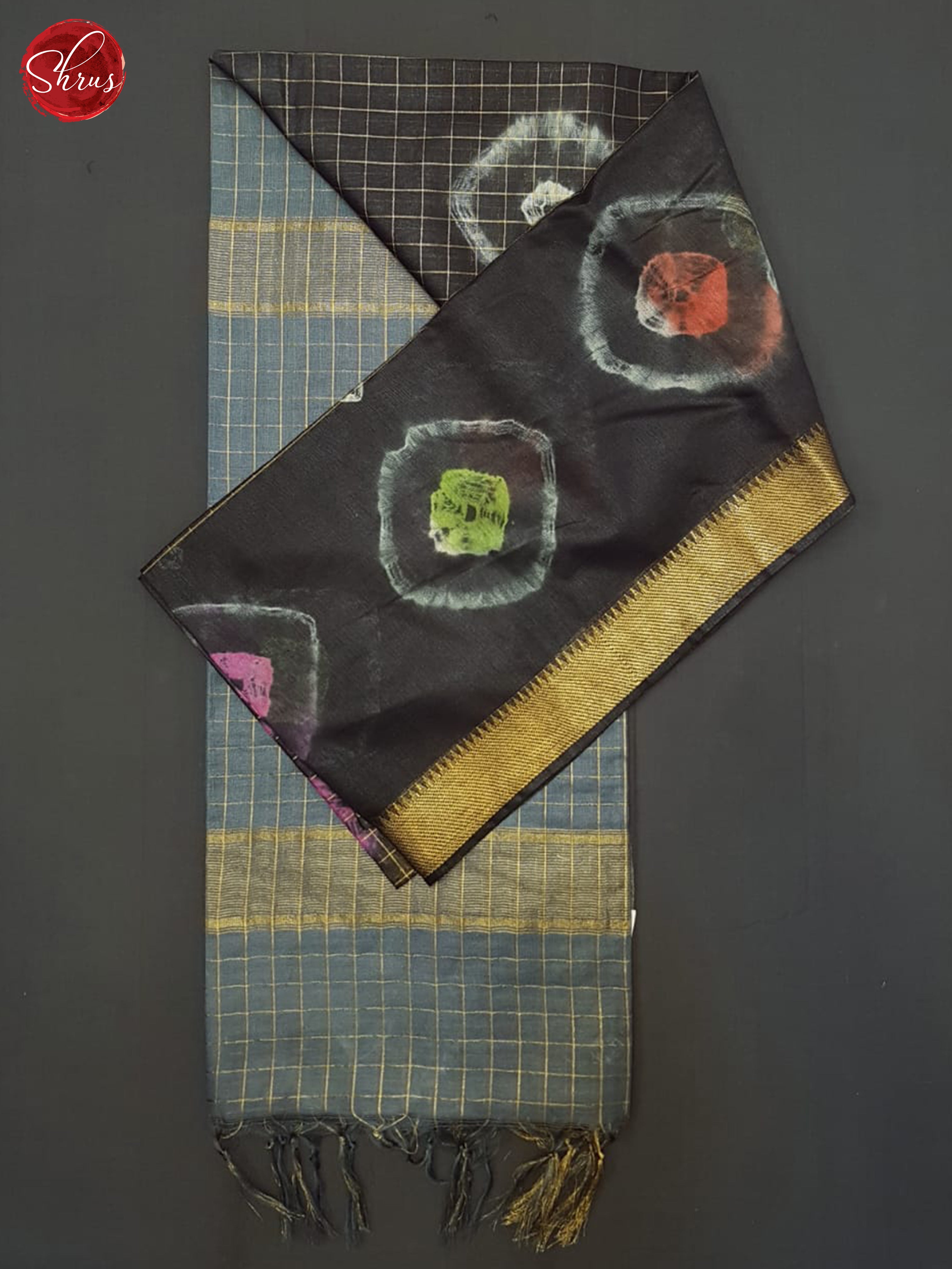Elephant Black & Grey- Shibori saree - Shop on ShrusEternity.com