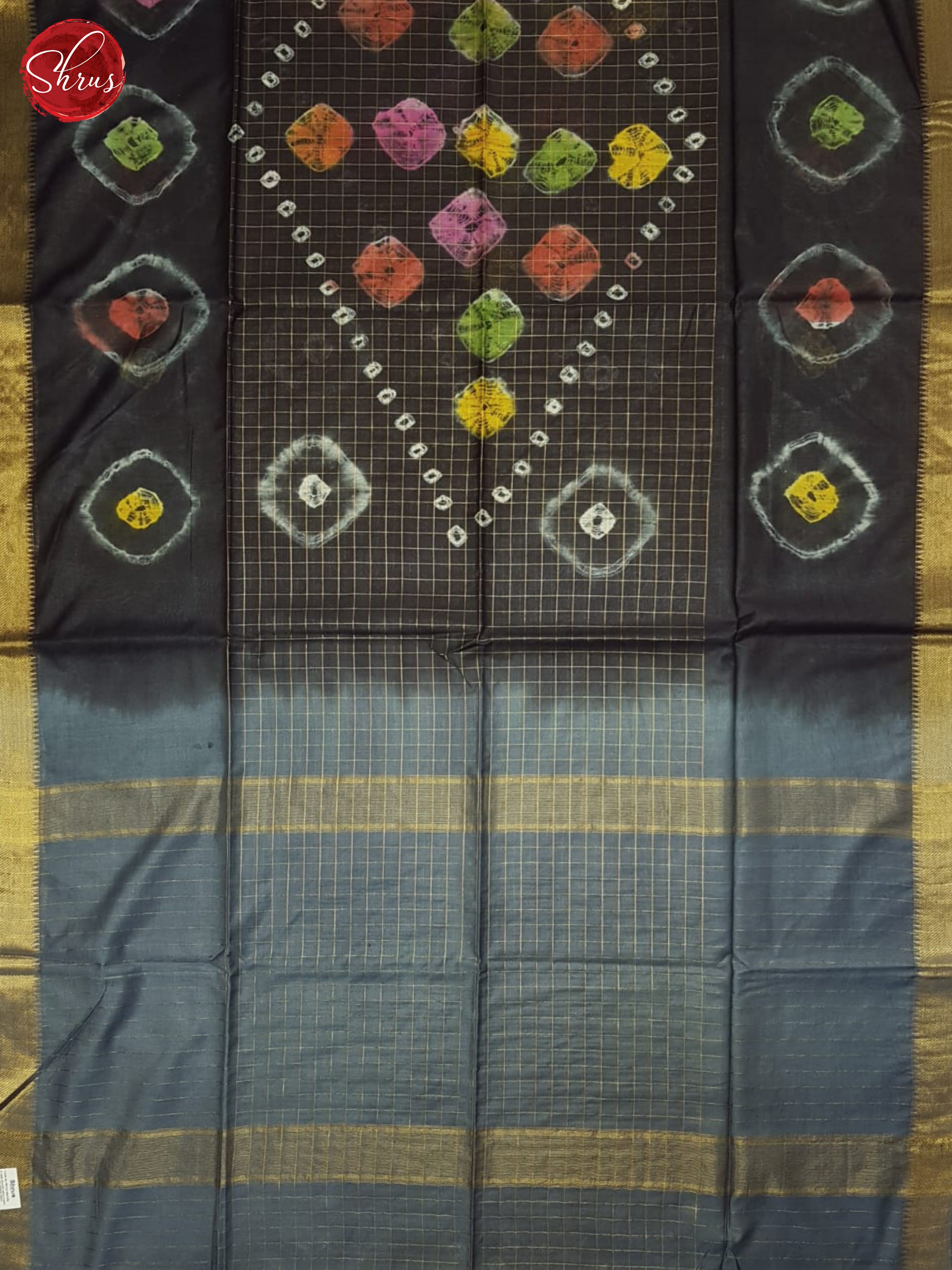 Elephant Black & Grey- Shibori saree - Shop on ShrusEternity.com