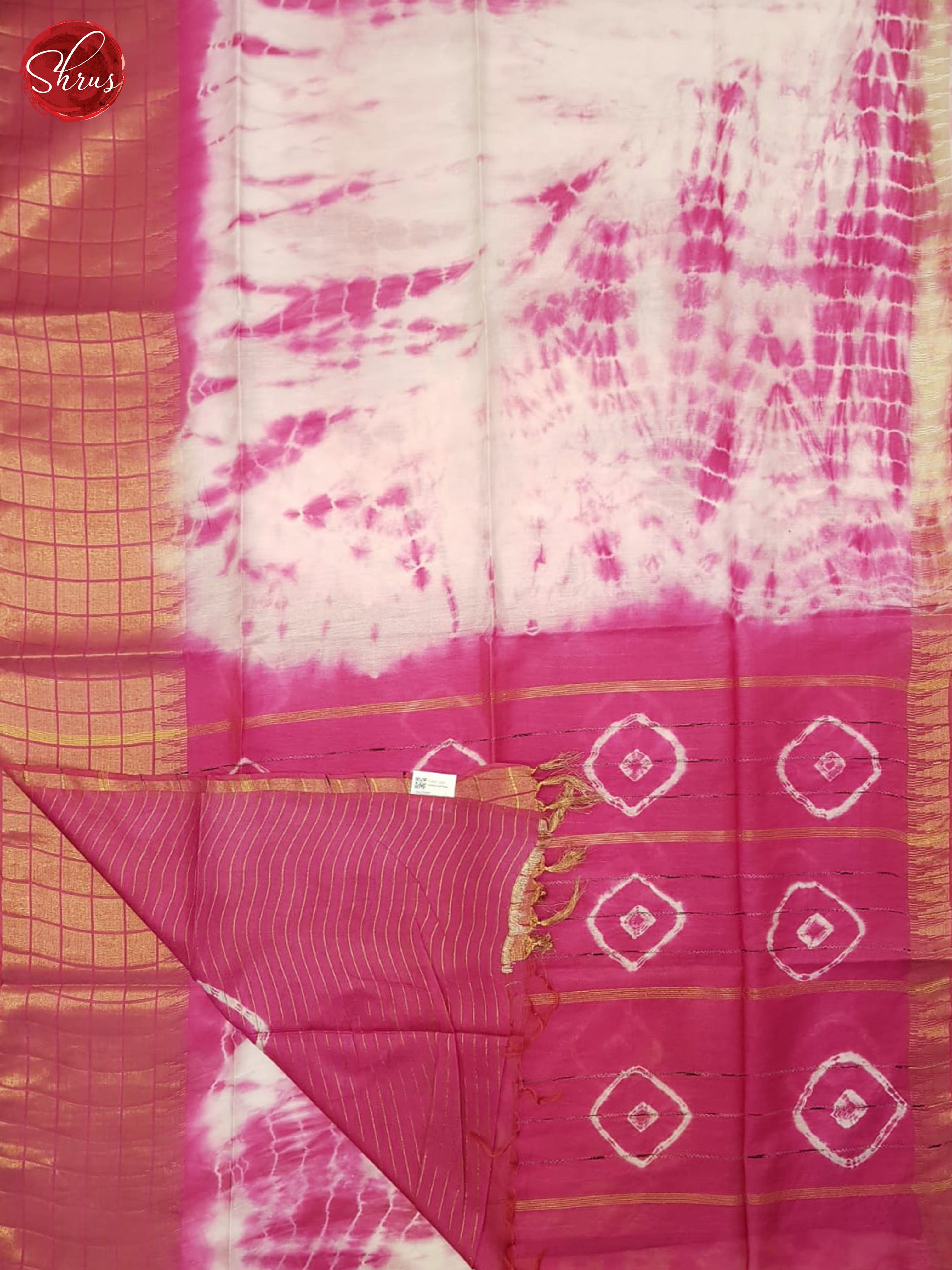 Cream And Pink- Shibori Saree - Shop on ShrusEternity.com