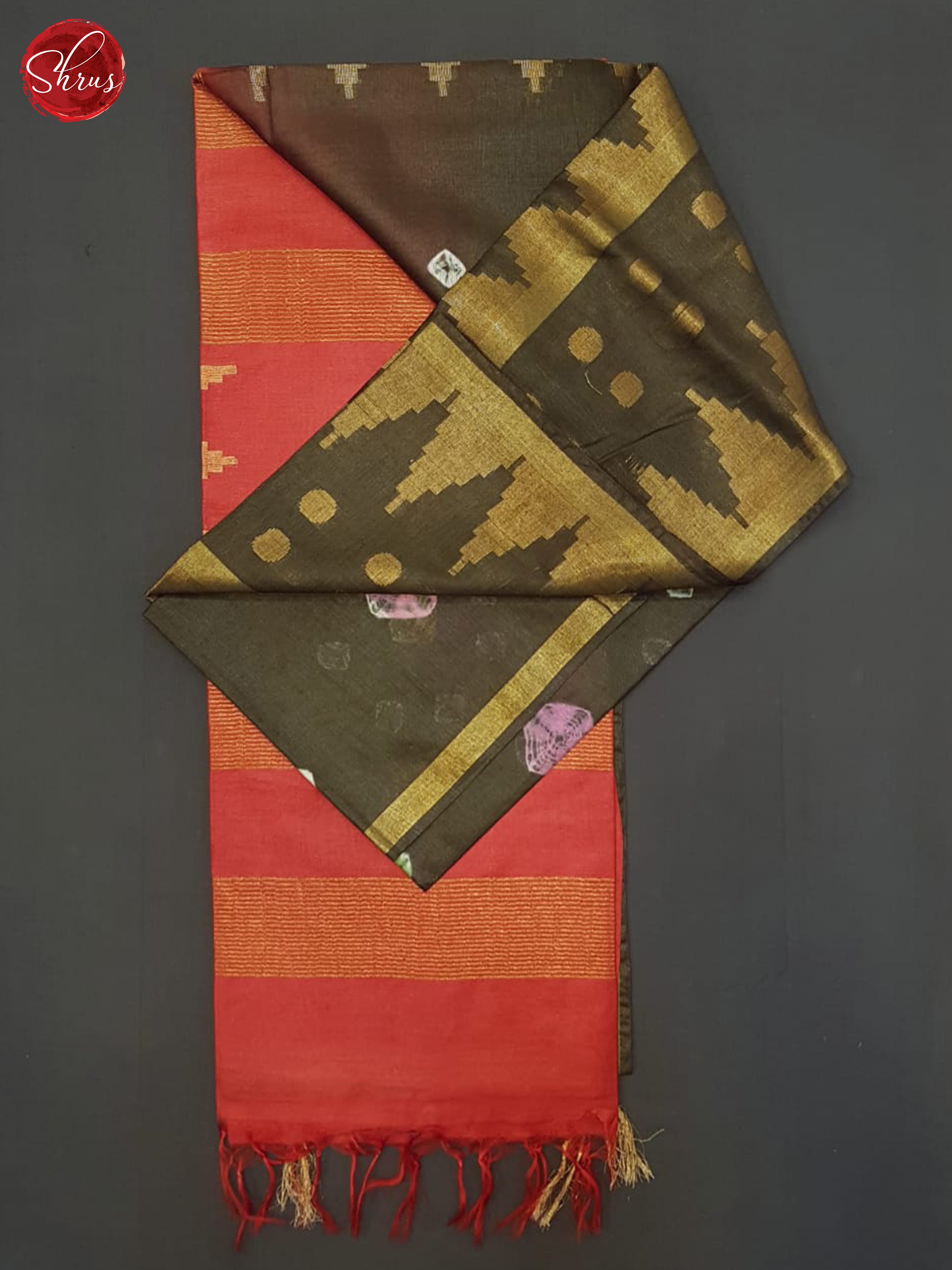 Brown And Red - Shibori Saree - Shop on ShrusEternity.com