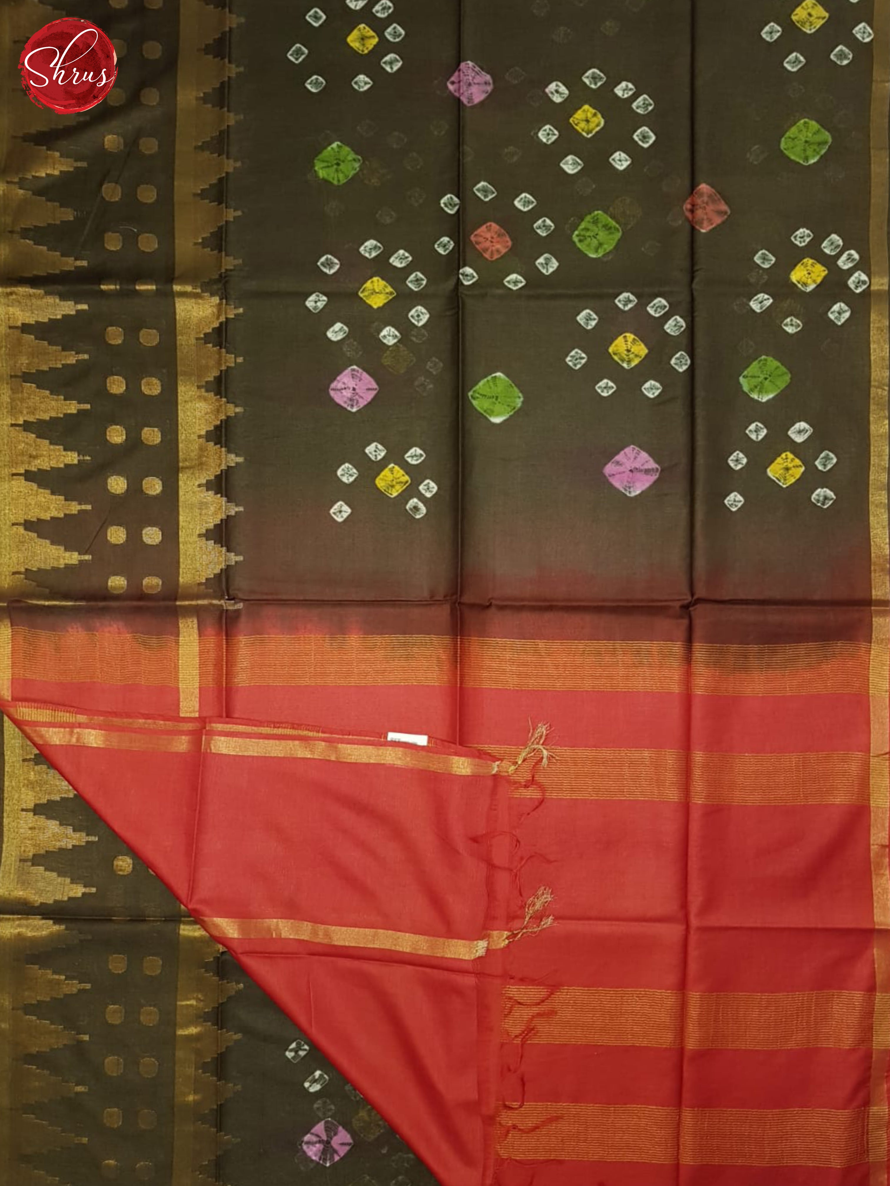 Brown And Red - Shibori Saree - Shop on ShrusEternity.com