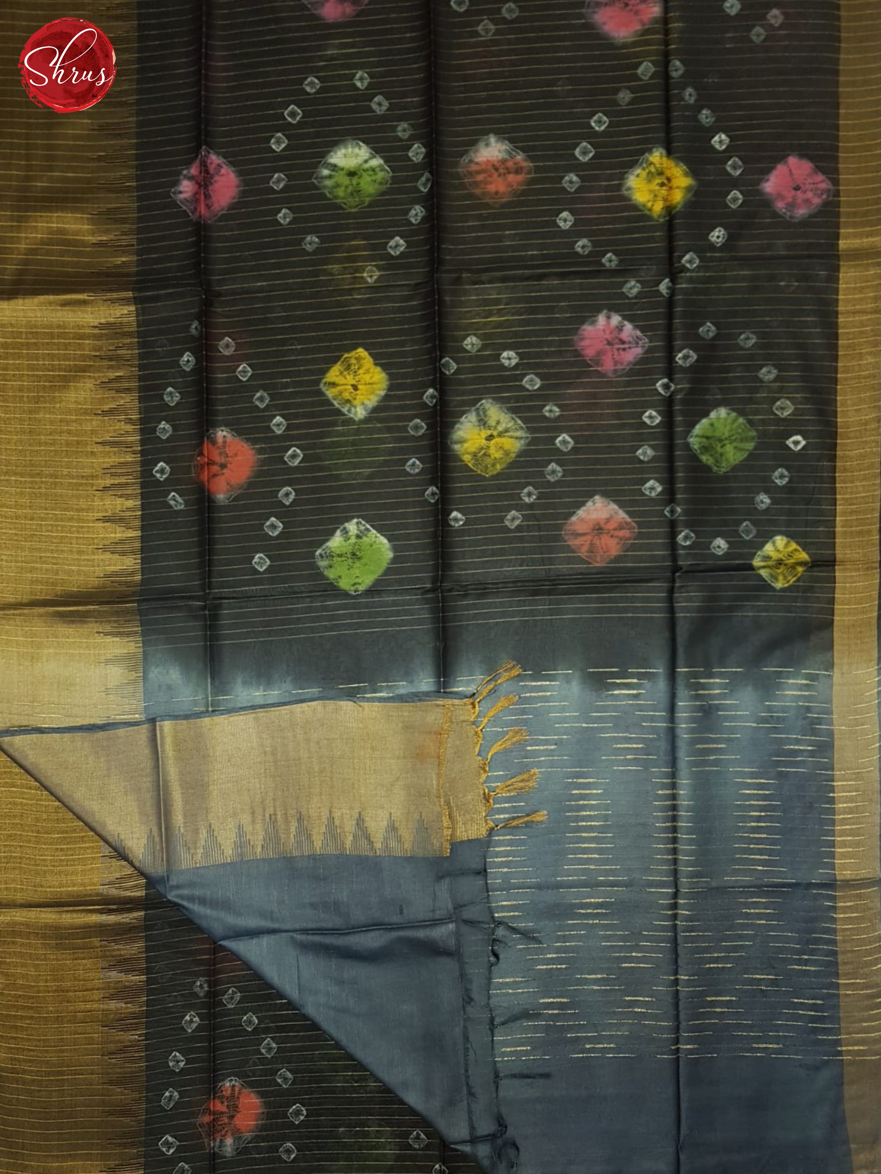 Black And Grey- Shibori Saree - Shop on ShrusEternity.com