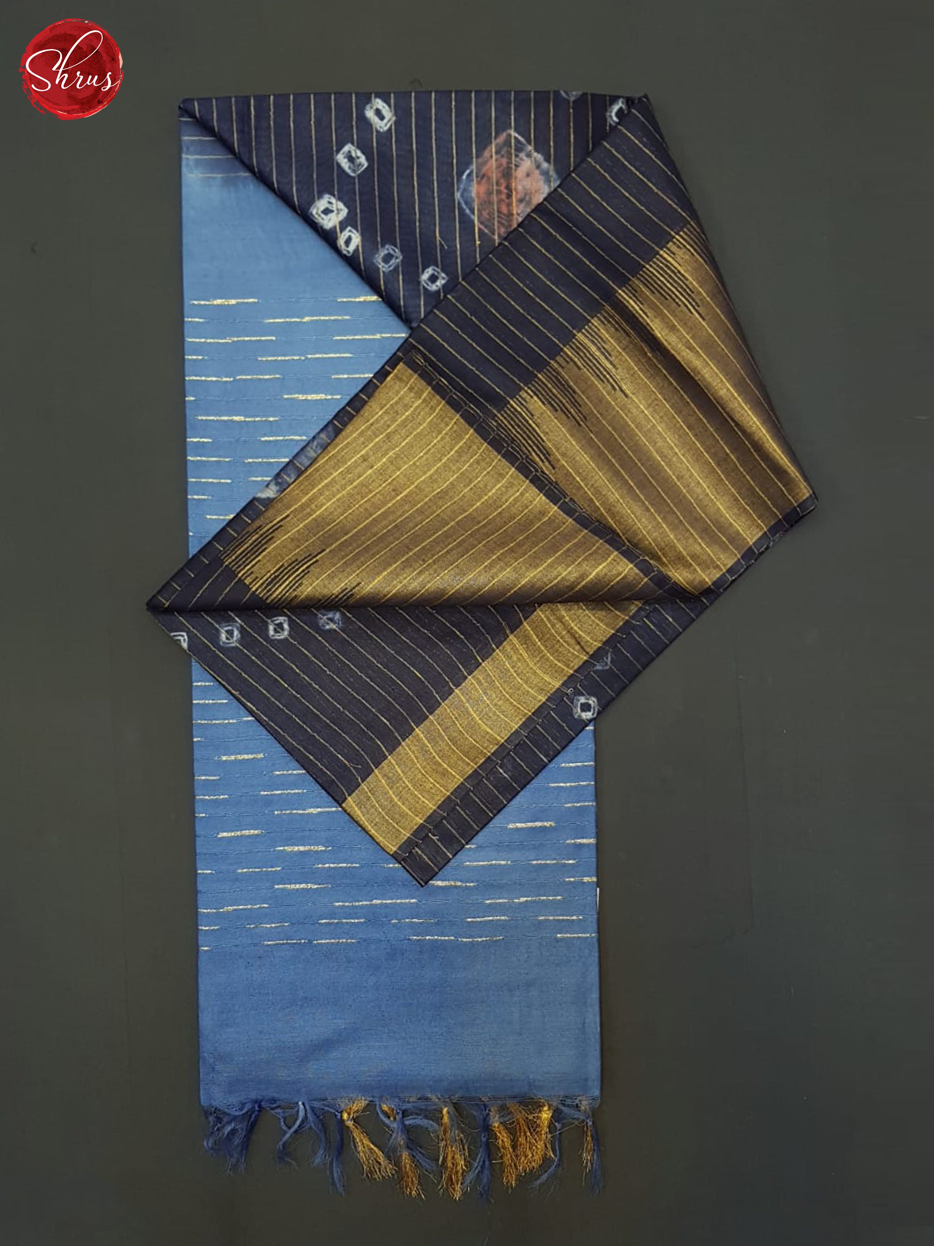 Navy Blue & Blue- Shibori saree - Shop on ShrusEternity.com