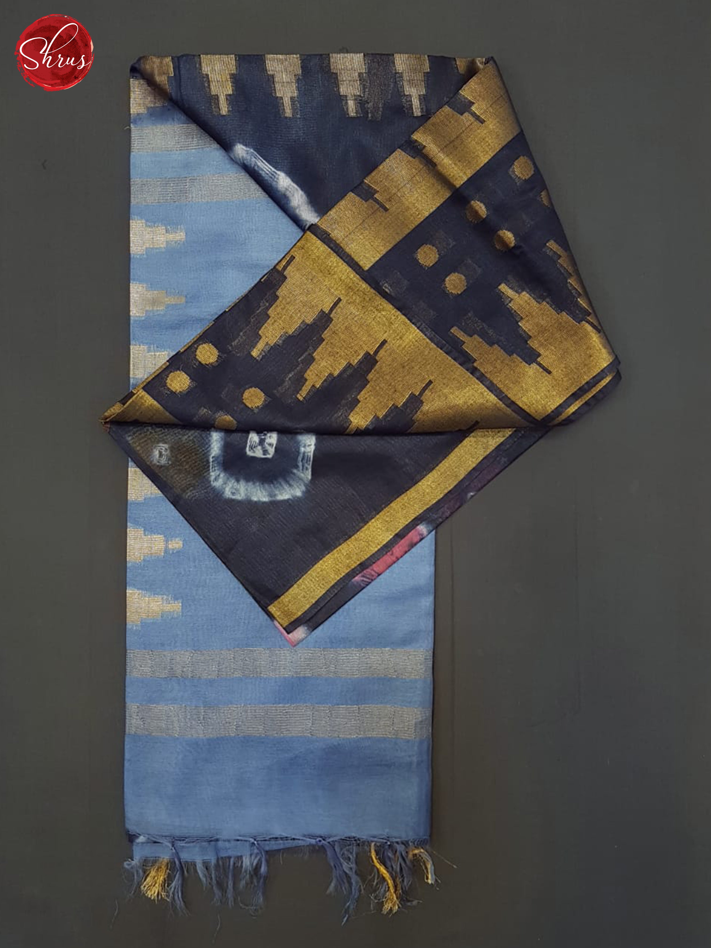 Navy Blue & Blue - Shibori Saree - Shop on ShrusEternity.com