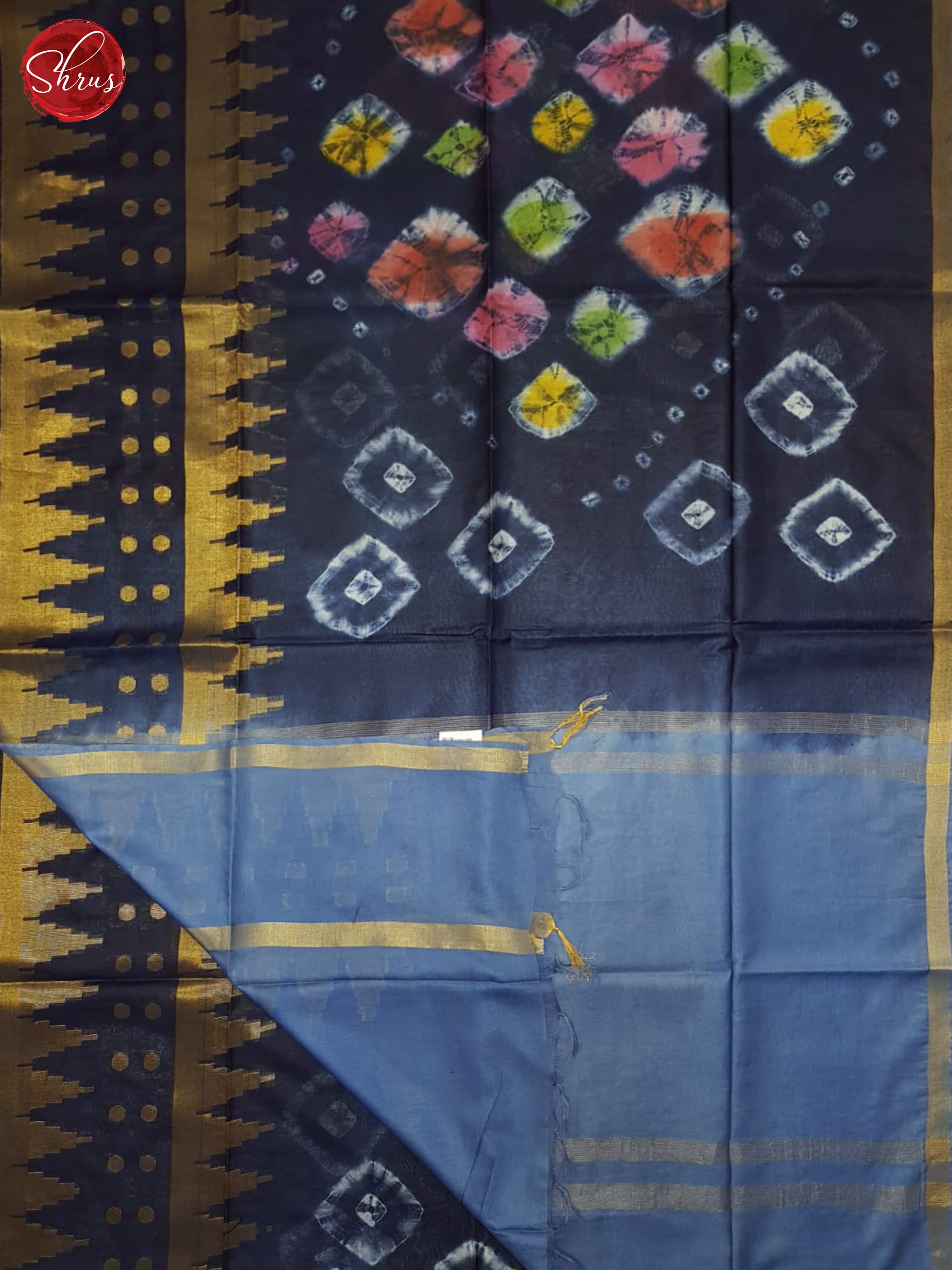 Navy Blue & Blue - Shibori Saree - Shop on ShrusEternity.com