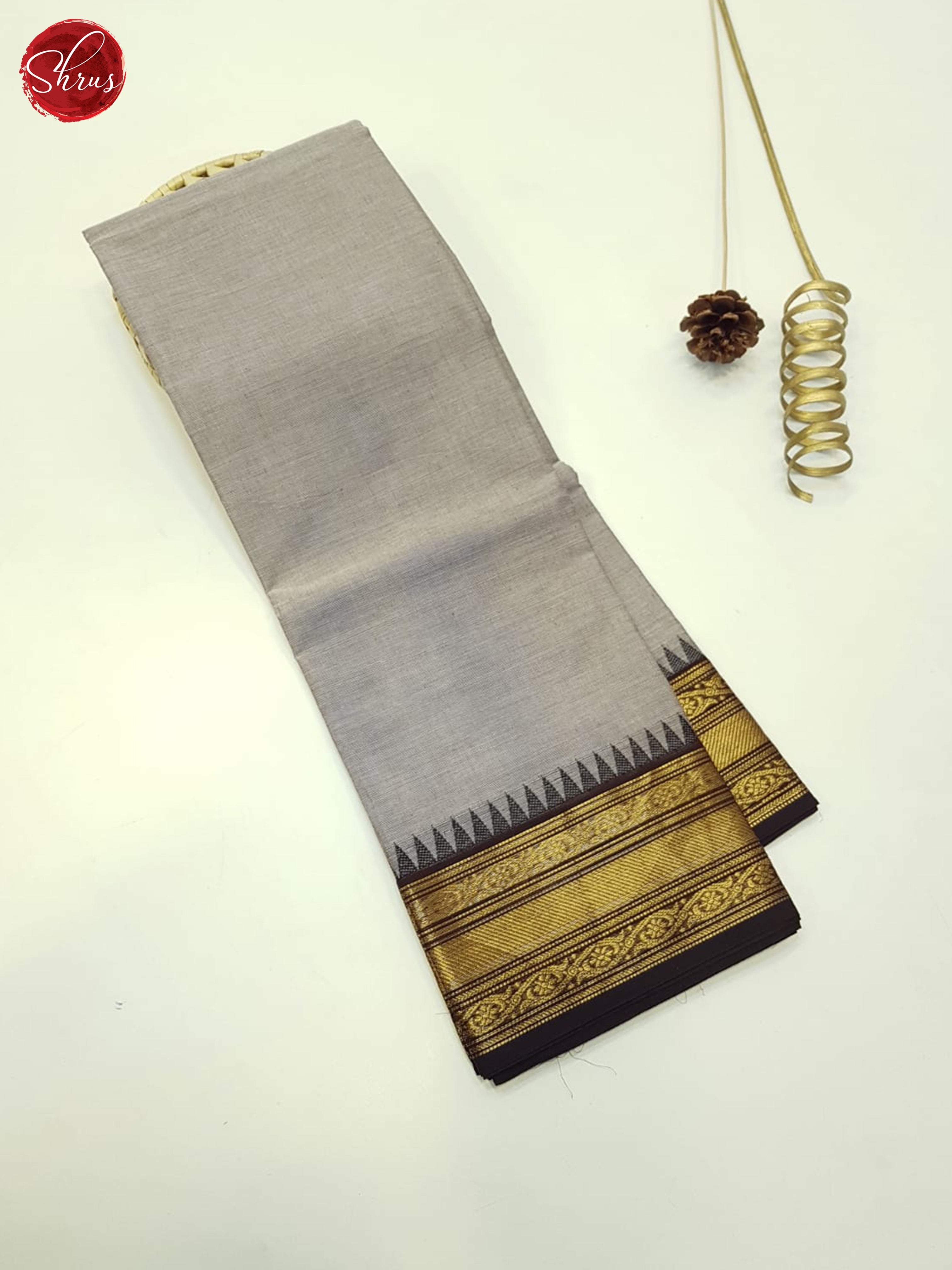 Grey And Black- Unstitched Chettinad Cotton Top - Shop on ShrusEternity.com