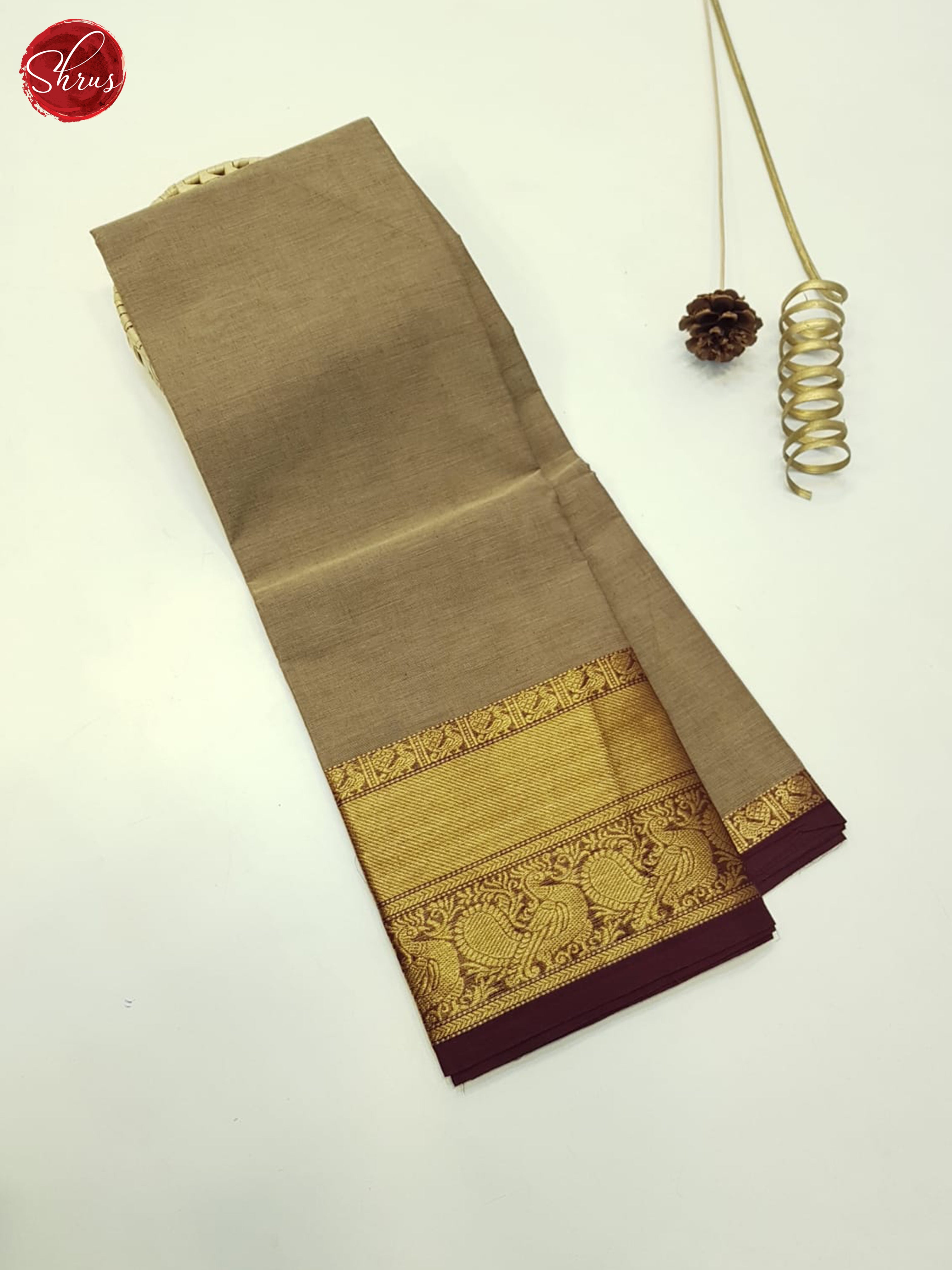 Light & Dark Brown - Unstitched Chettinad Cotton Top - Shop on ShrusEternity.com