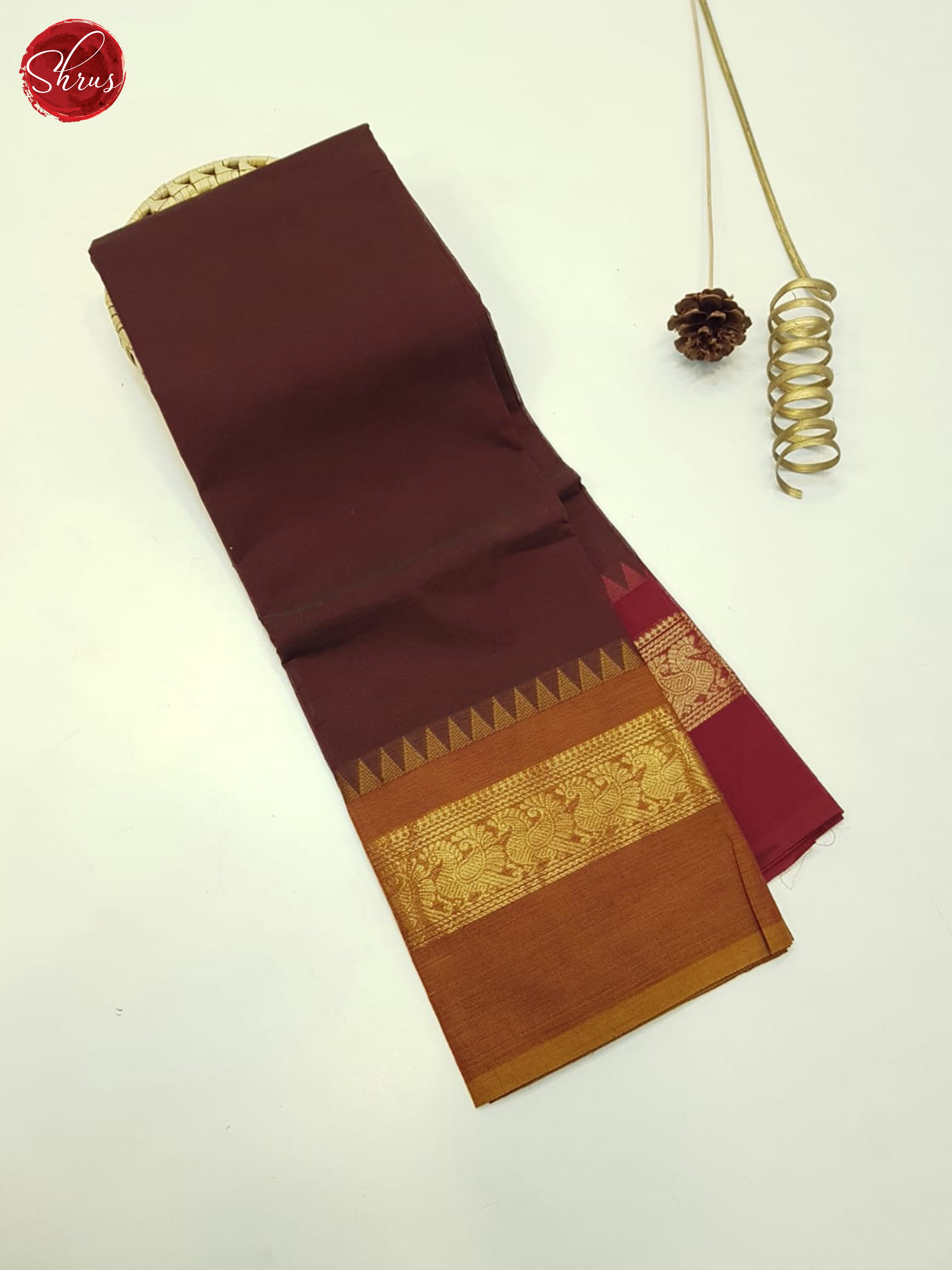 Brown And Mustard- Unstitched Chettinad cotton top - Shop on ShrusEternity.com