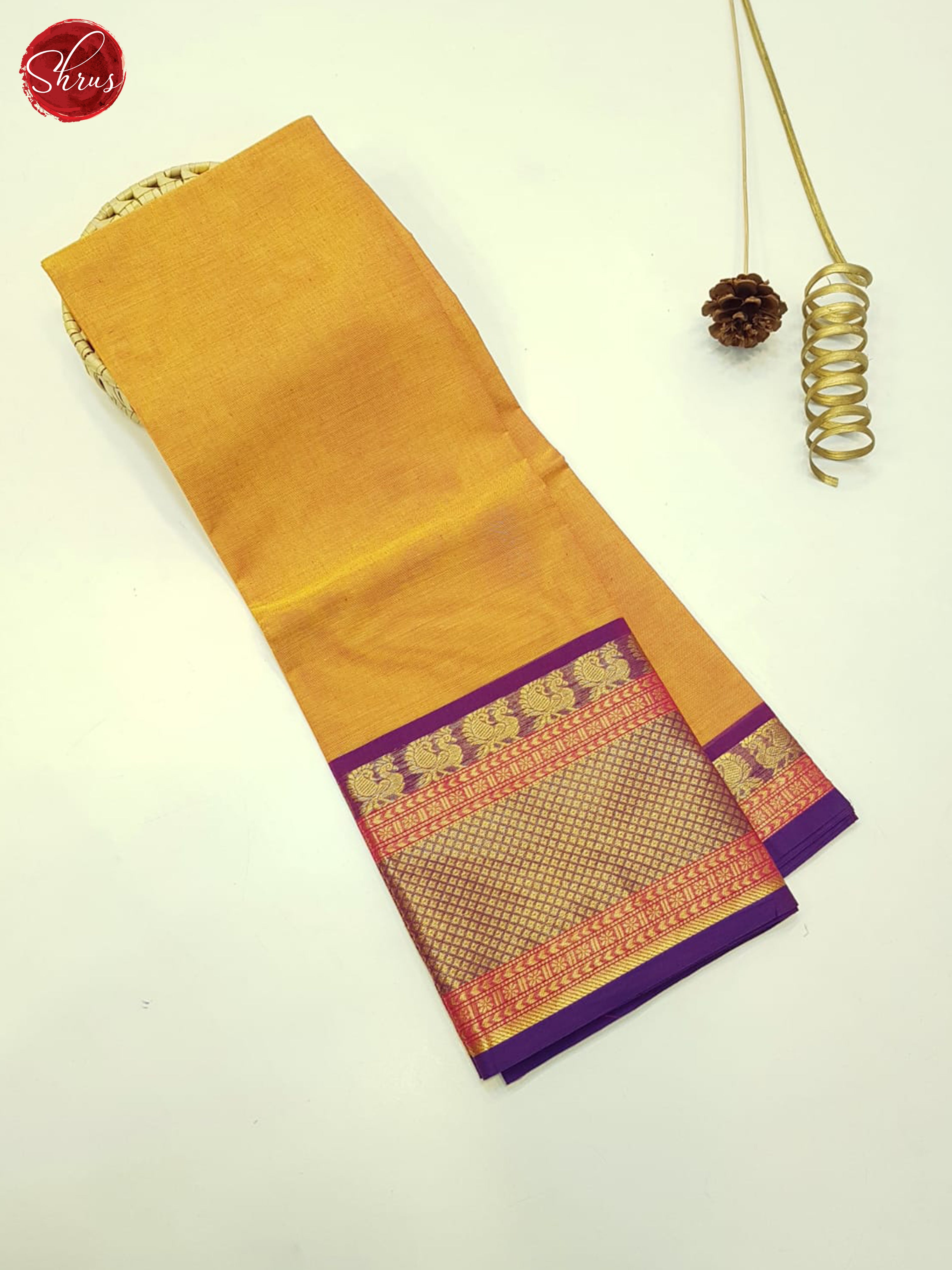 Orange And Purple- Unstitched Chettinad Cotton top - Shop on ShrusEternity.com