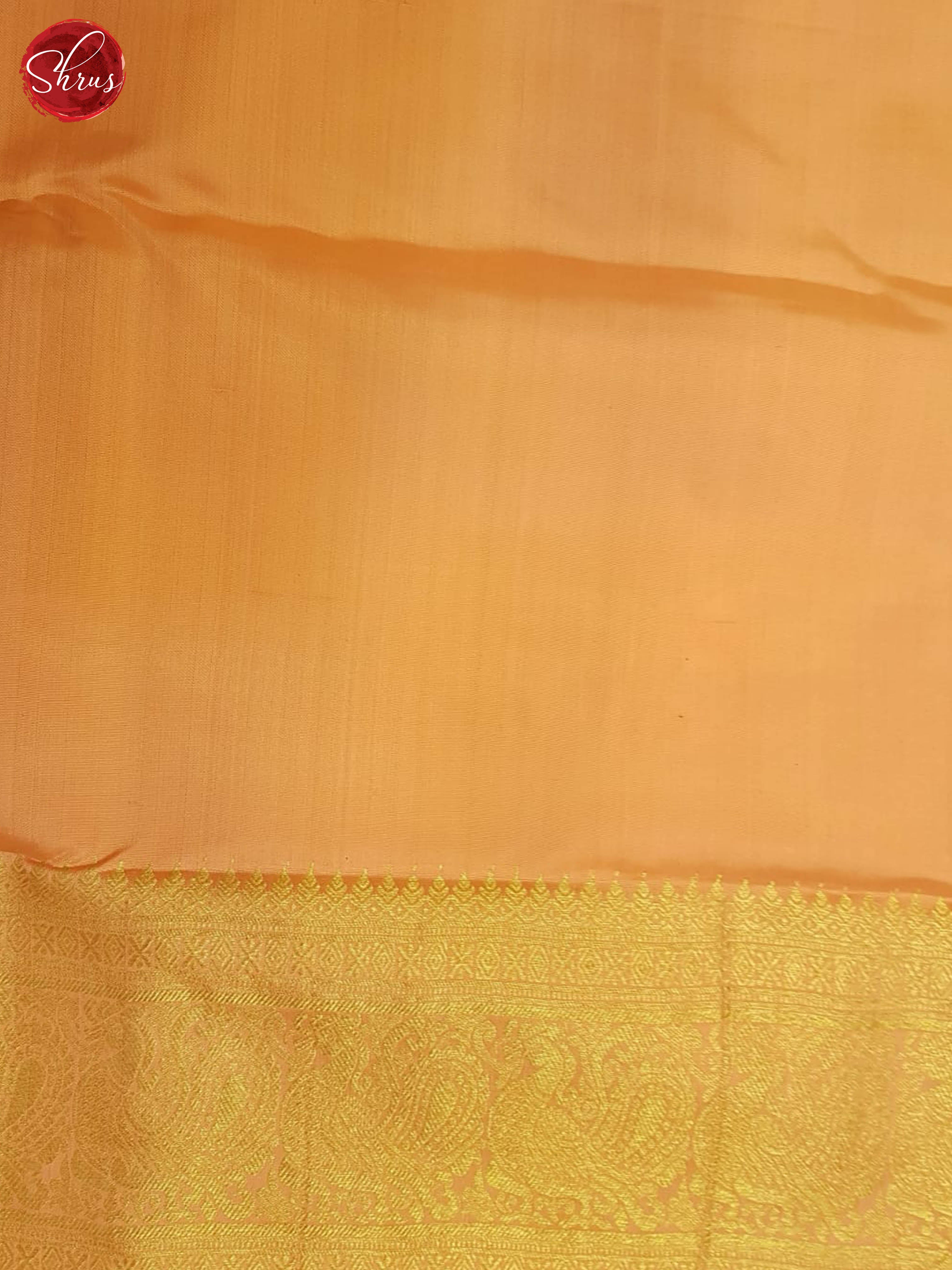 Regal Blue And Peach Kanchipuram Silk Saree With Zari Woven Stripes And Floral Buttas-5