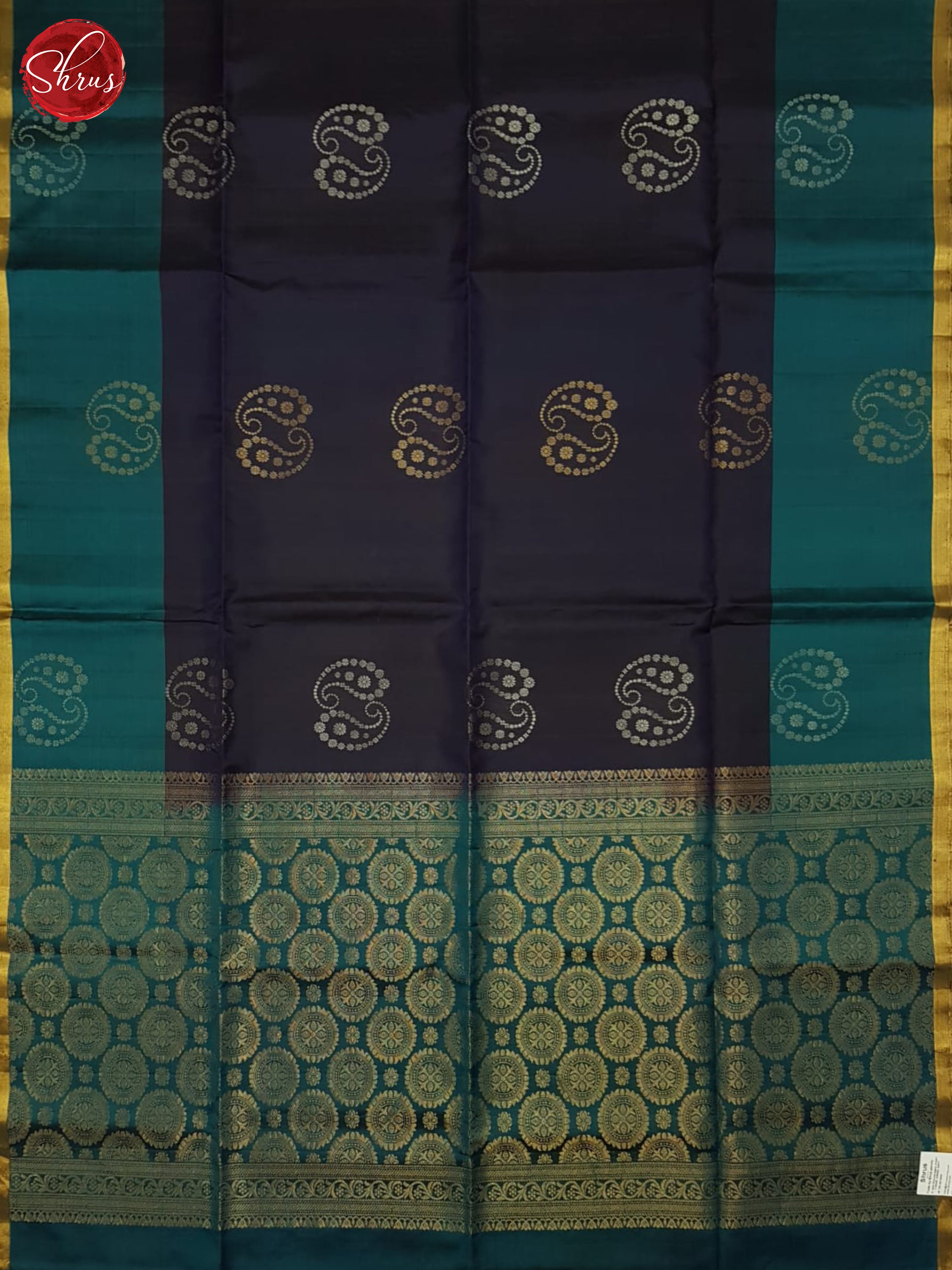Blue And Peacock Green- Soft Silk Saree - Shop on ShrusEternity.com
