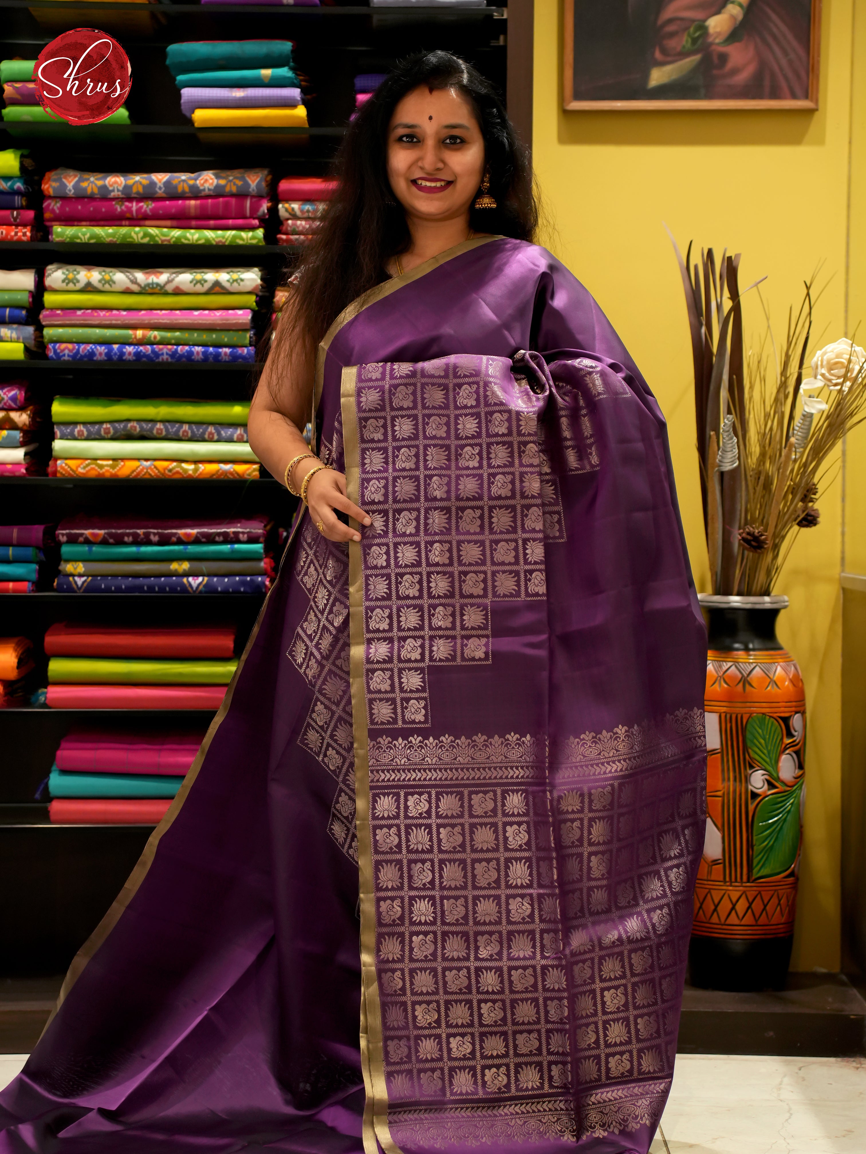 Purple(Single Tone)- Soft silk Saree - Shop on ShrusEternity.com