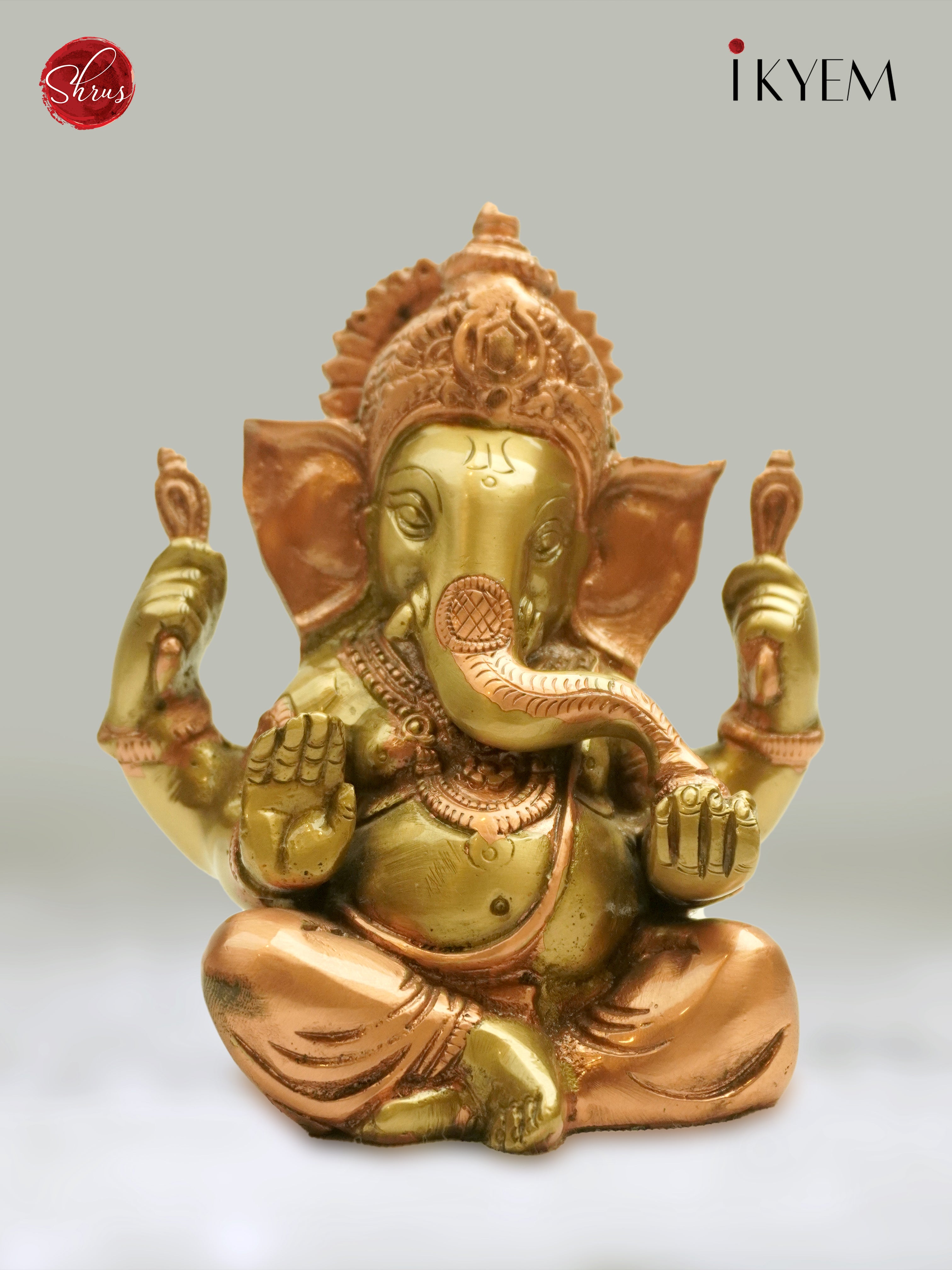 Lord Ganesha carved in Naval Grade Brass , Finished in Dual Tone (Brass & Copper) - Shop on ShrusEternity.com