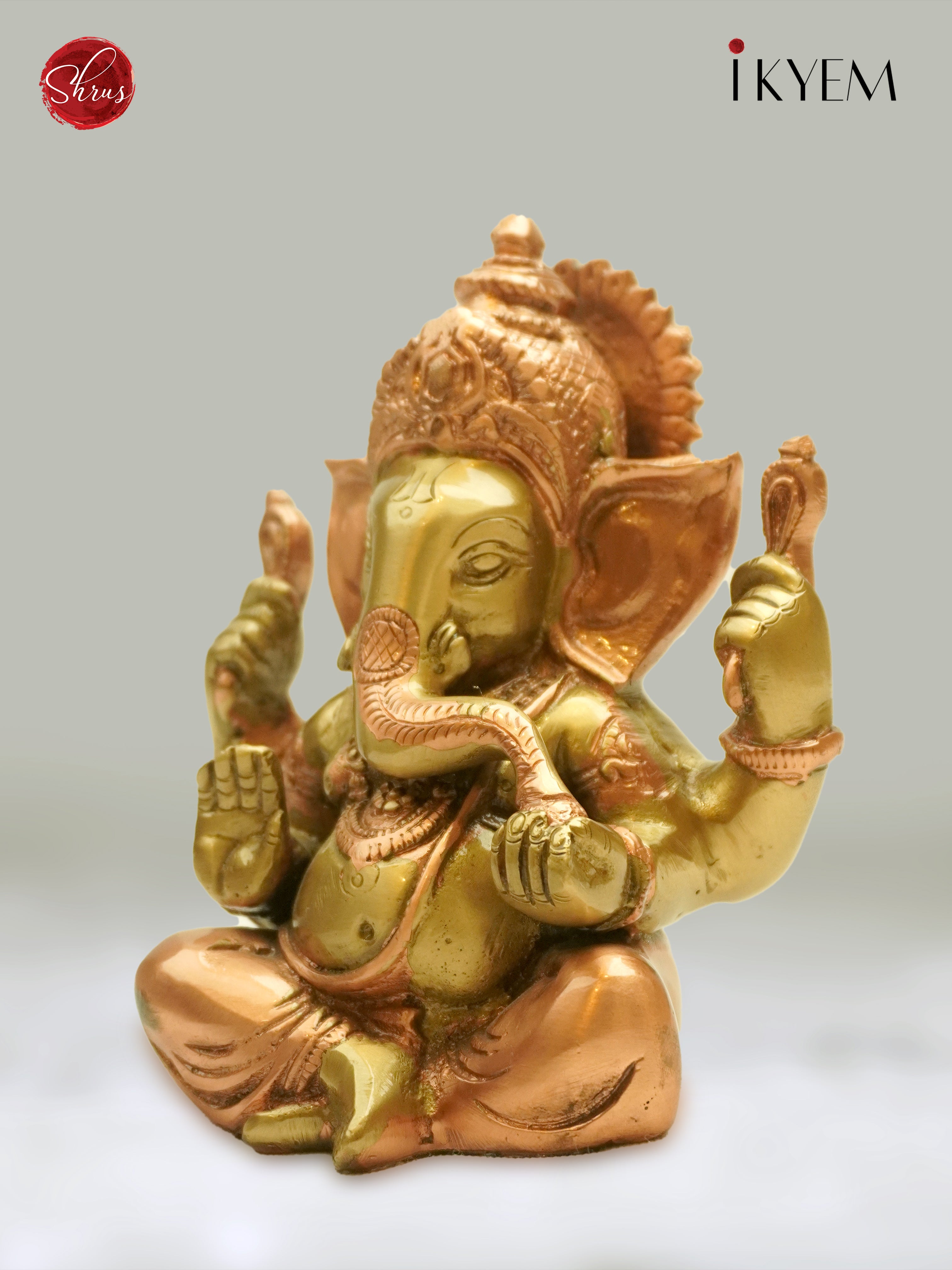 Lord Ganesha carved in Naval Grade Brass , Finished in Dual Tone (Brass & Copper) - Shop on ShrusEternity.com