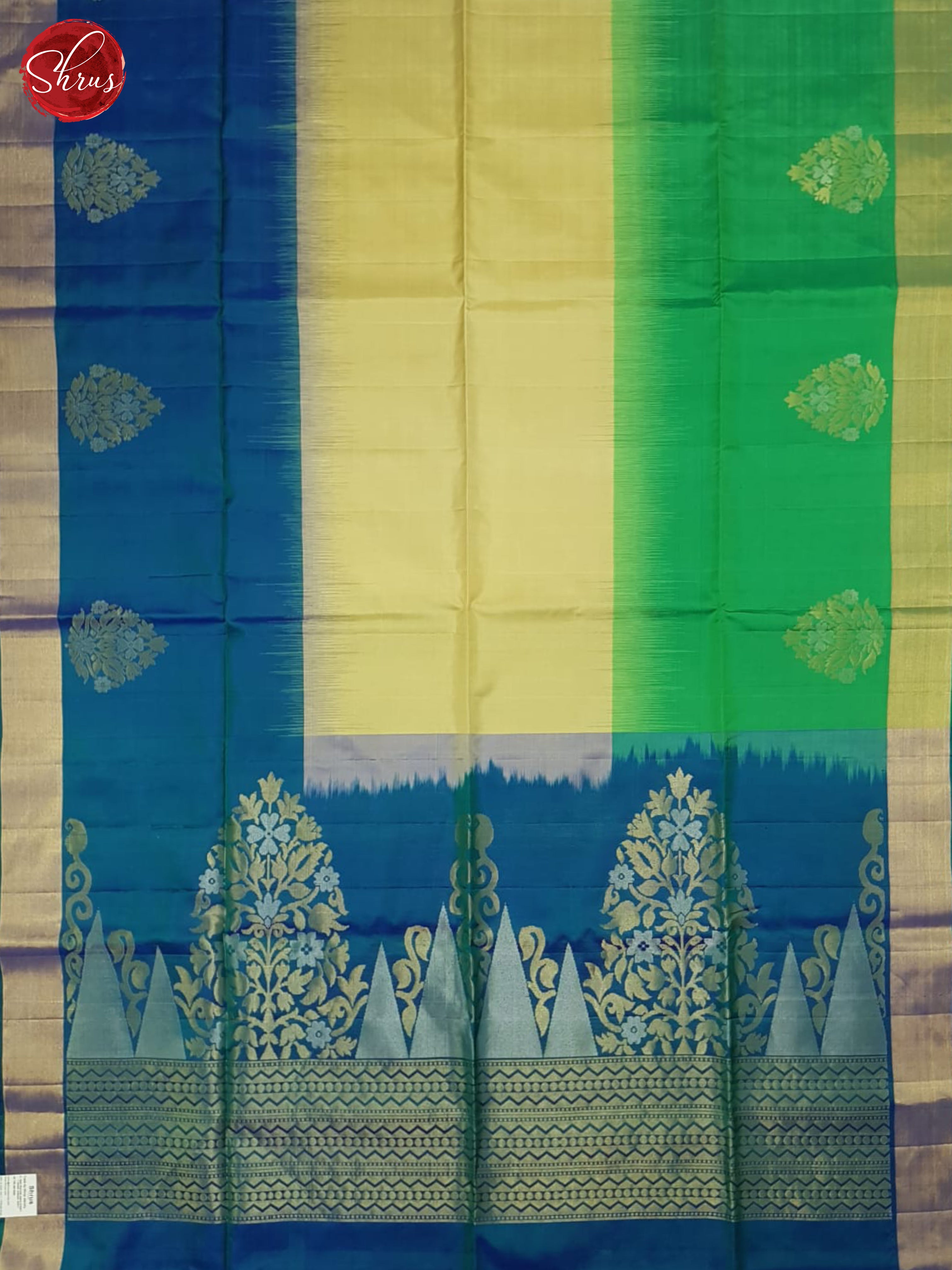 Beige And Blue- soft silk saree - Shop on ShrusEternity.com
