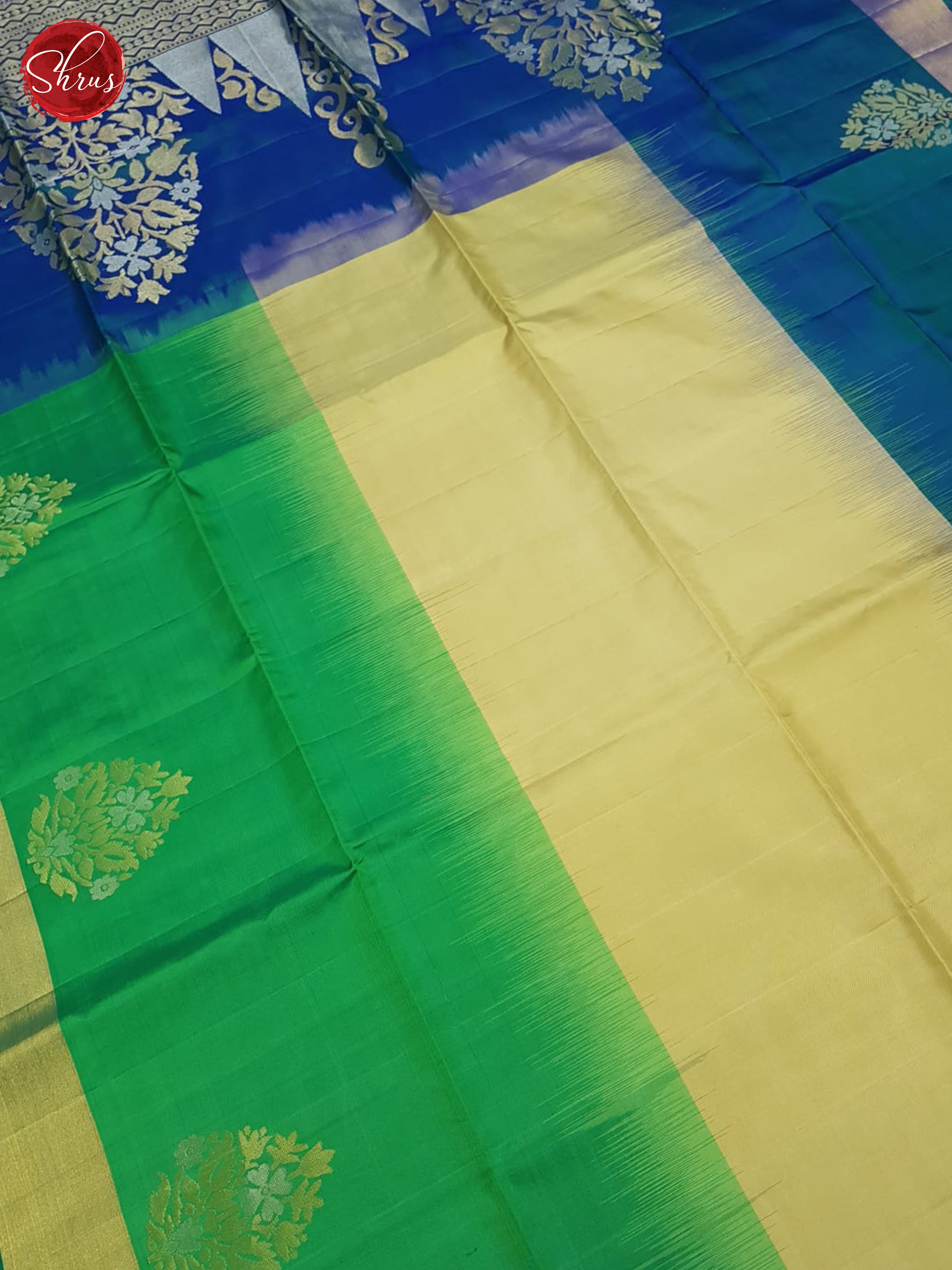Beige And Blue- soft silk saree - Shop on ShrusEternity.com