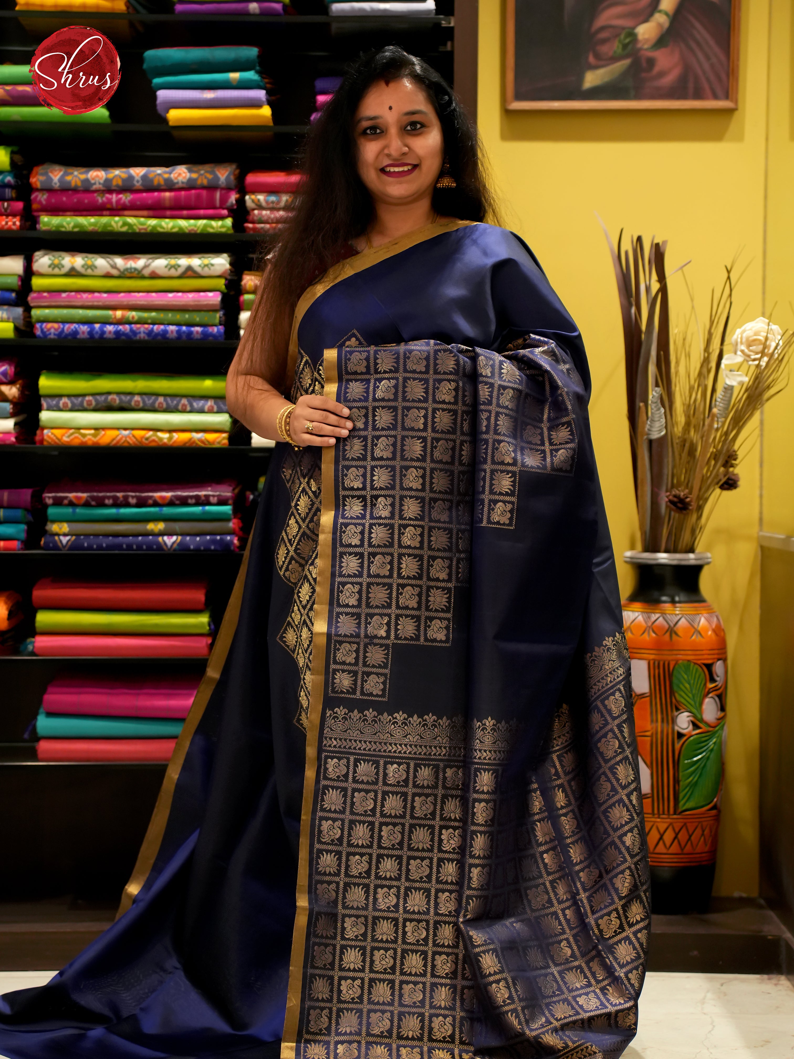 Blue(single Tone)- Soft Silk Saree - Shop on ShrusEternity.com