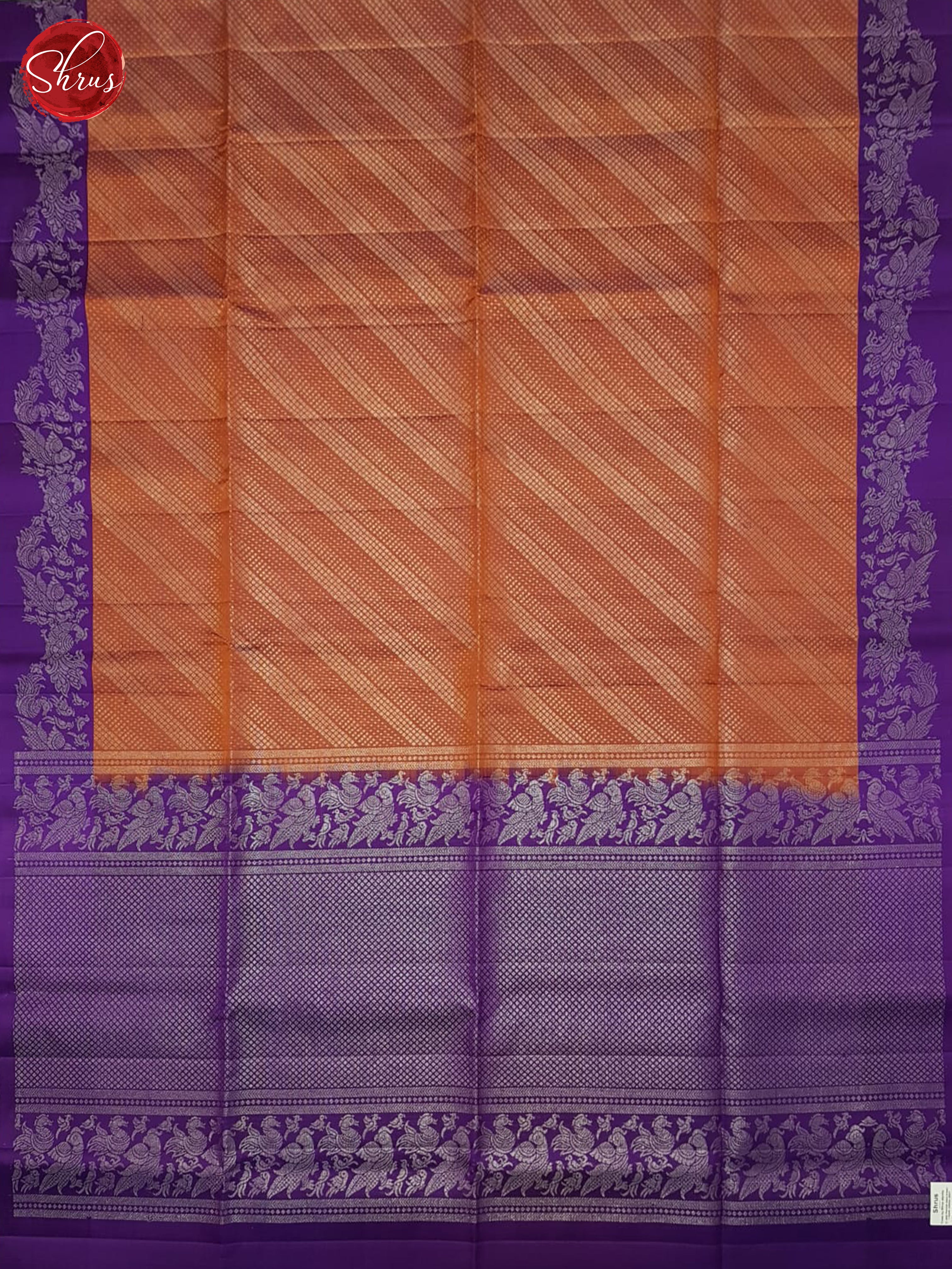 Brick Orange & Purple - Soft Silk Saree - Shop on ShrusEternity.com