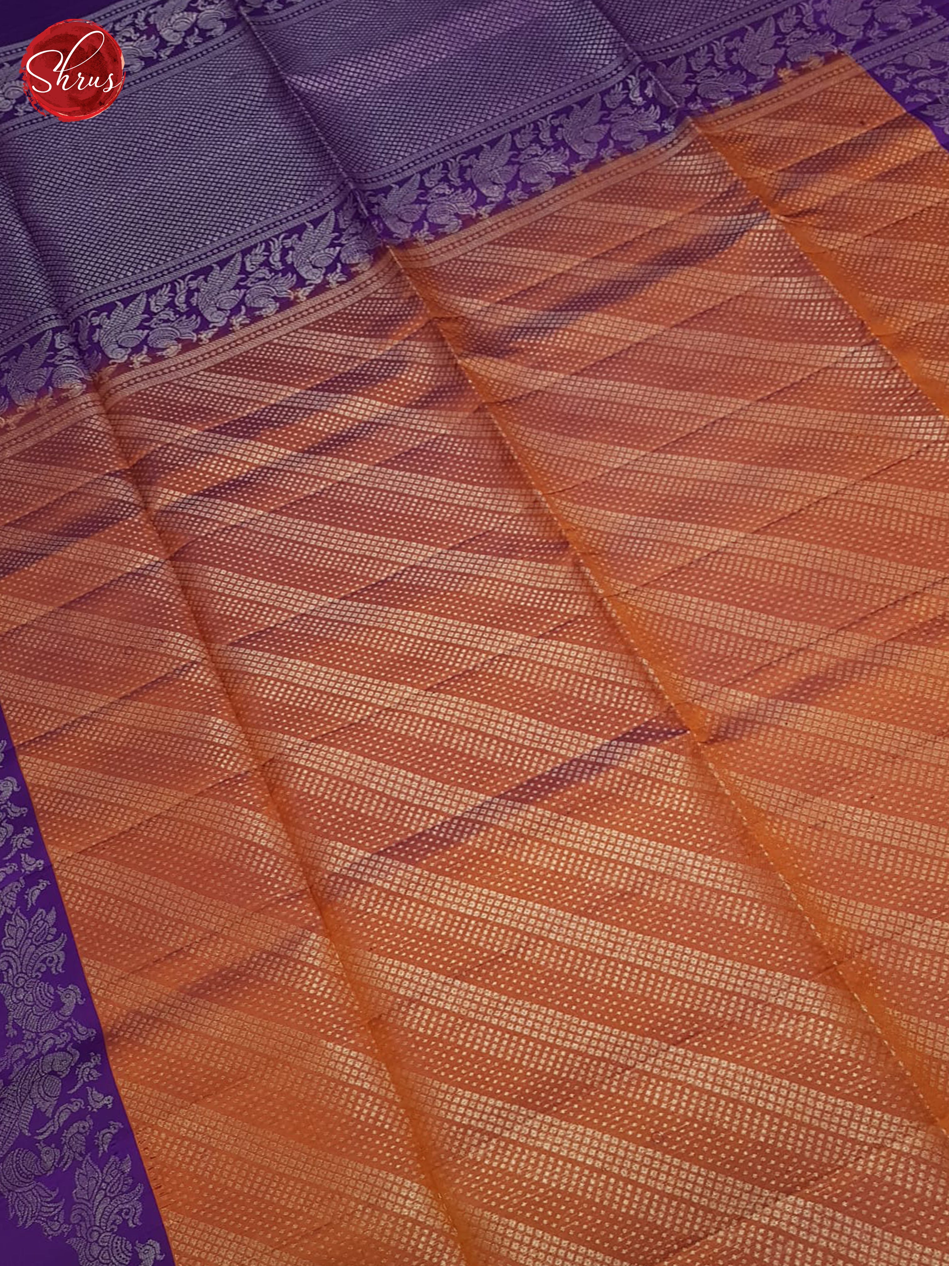 Brick Orange & Purple - Soft Silk Saree - Shop on ShrusEternity.com