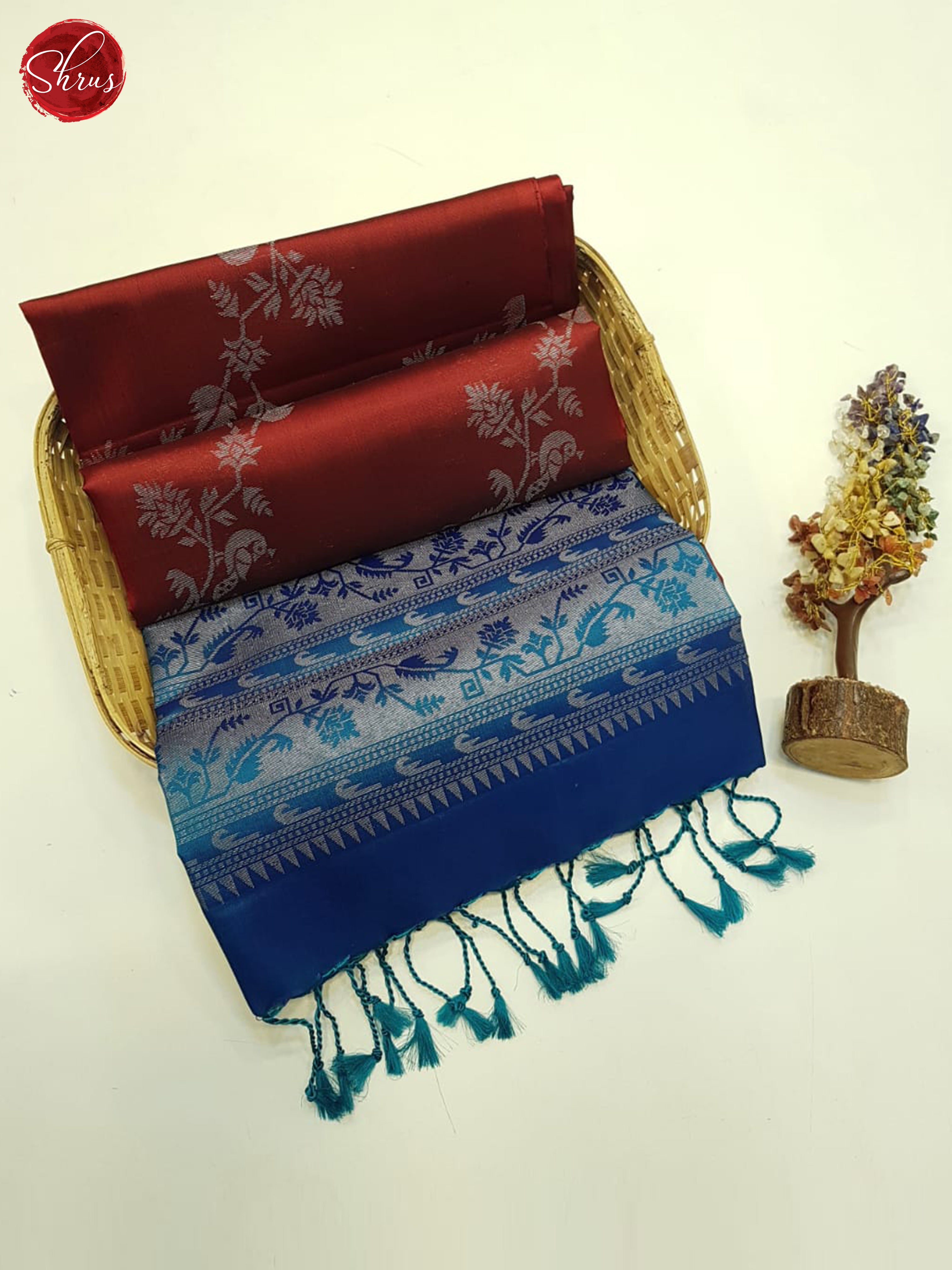Red & Blue - Soft Silk Saree - Shop on ShrusEternity.com