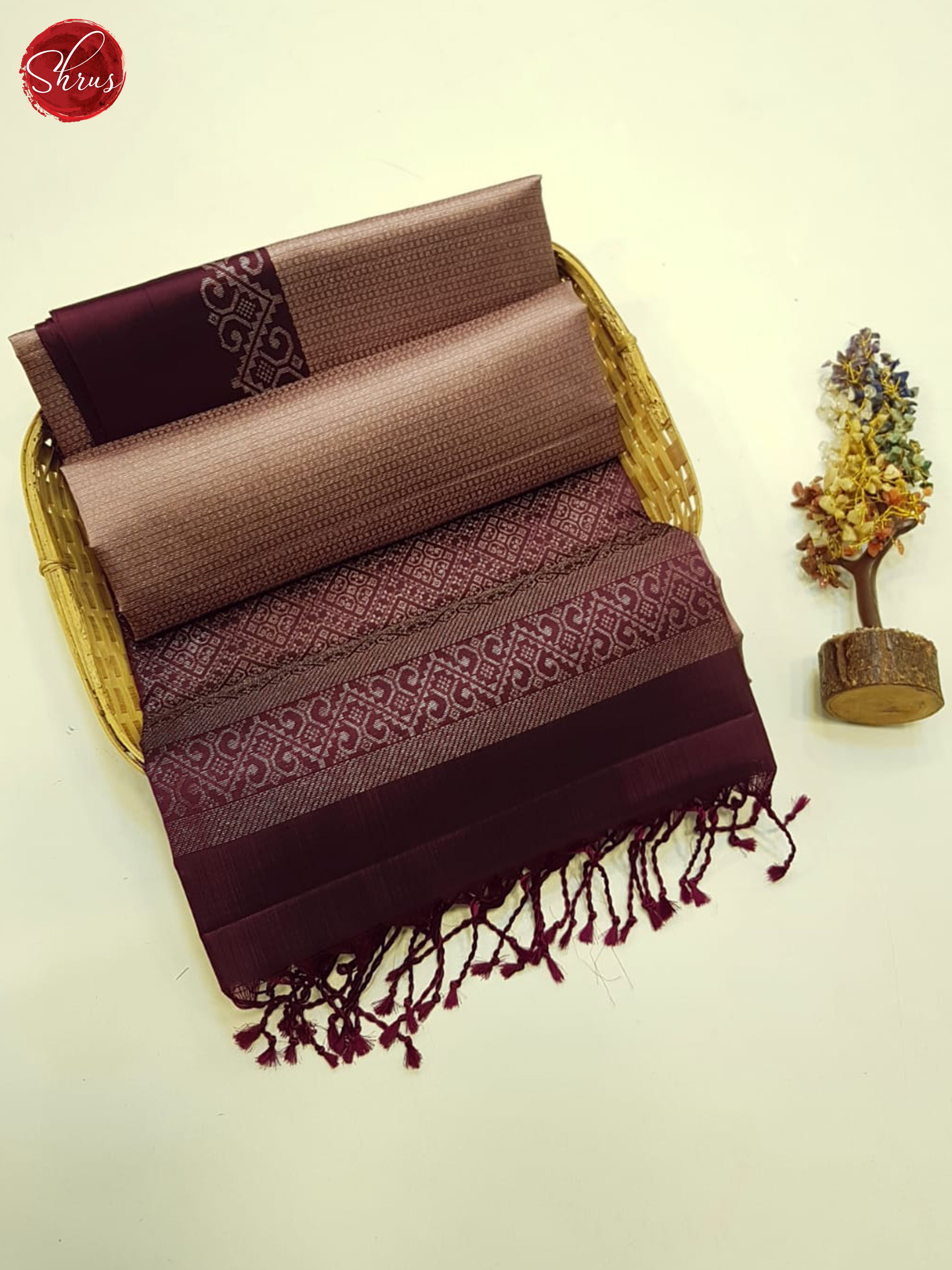 Dusty Pink & Wine - Soft Silk Saree - Shop on ShrusEternity.com