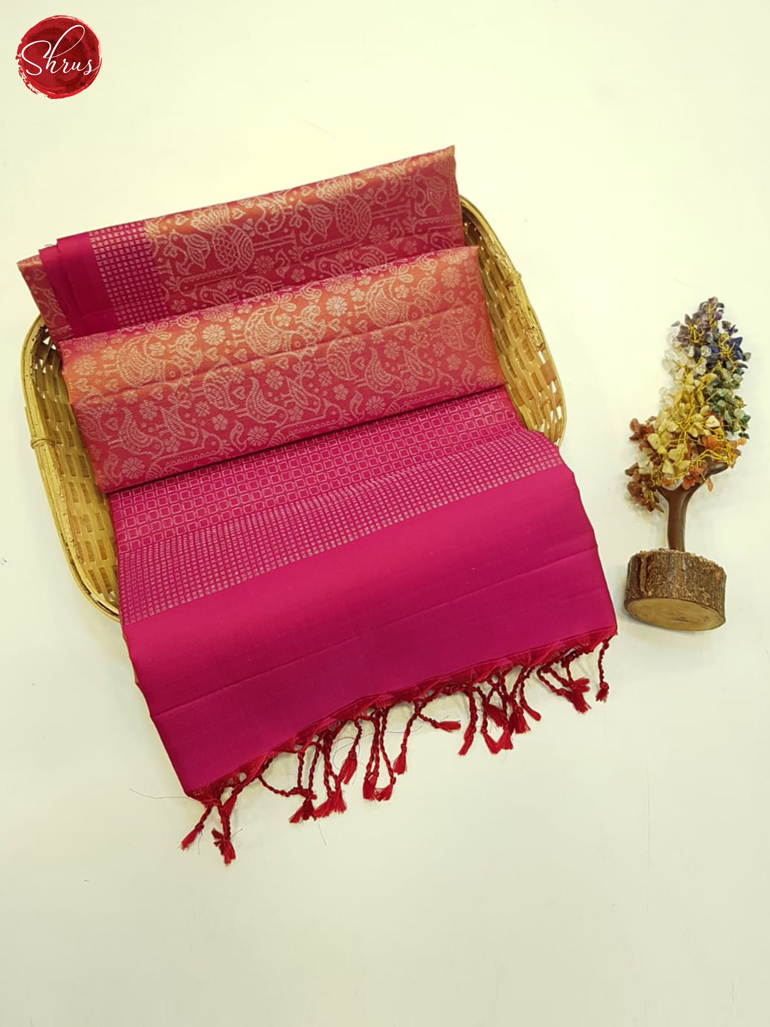 Orange & Pink - Soft Silk Saree - Shop on ShrusEternity.com