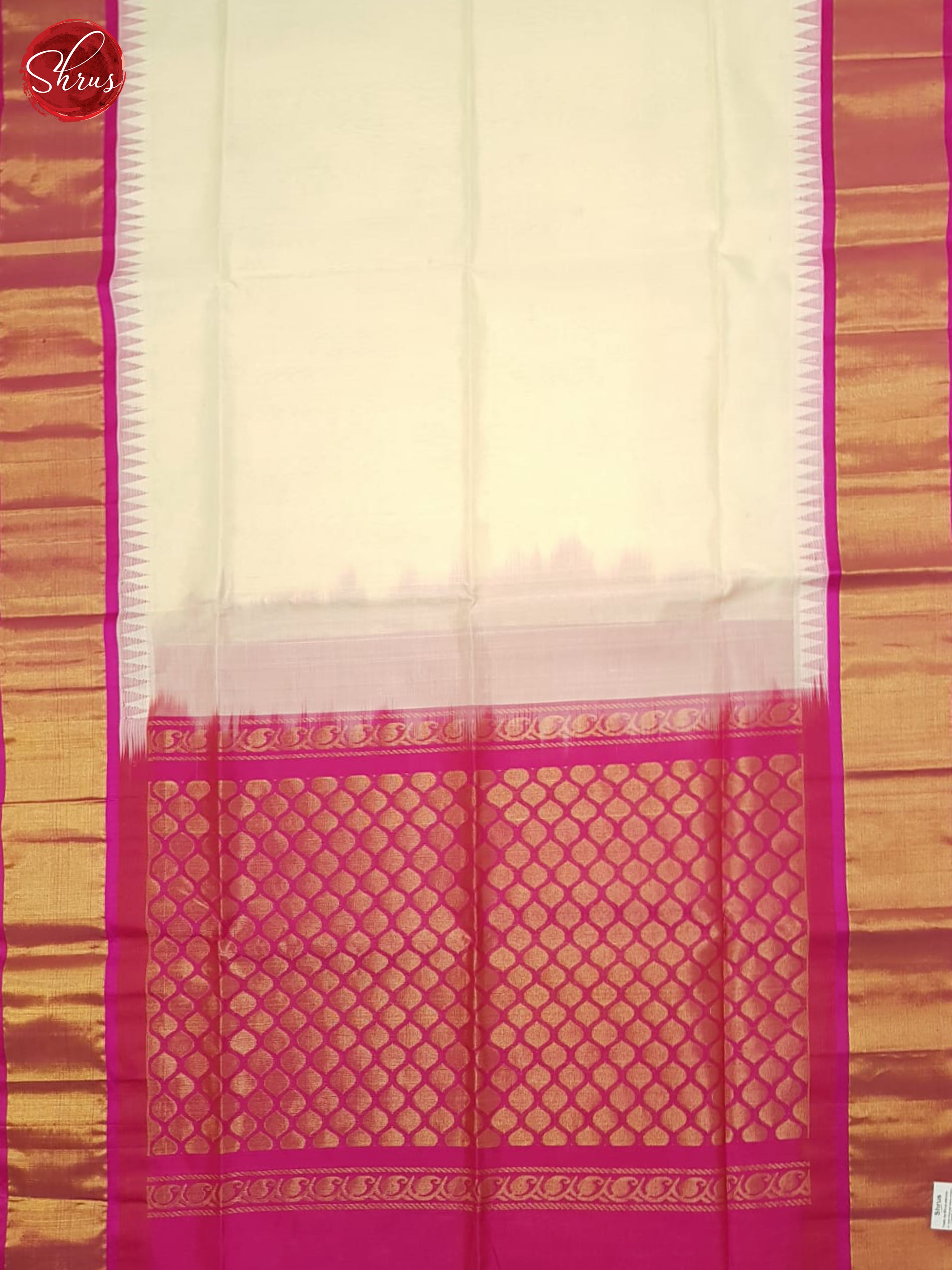 Cream And Pink - Silk Cotton Saree - Shop on ShrusEternity.com