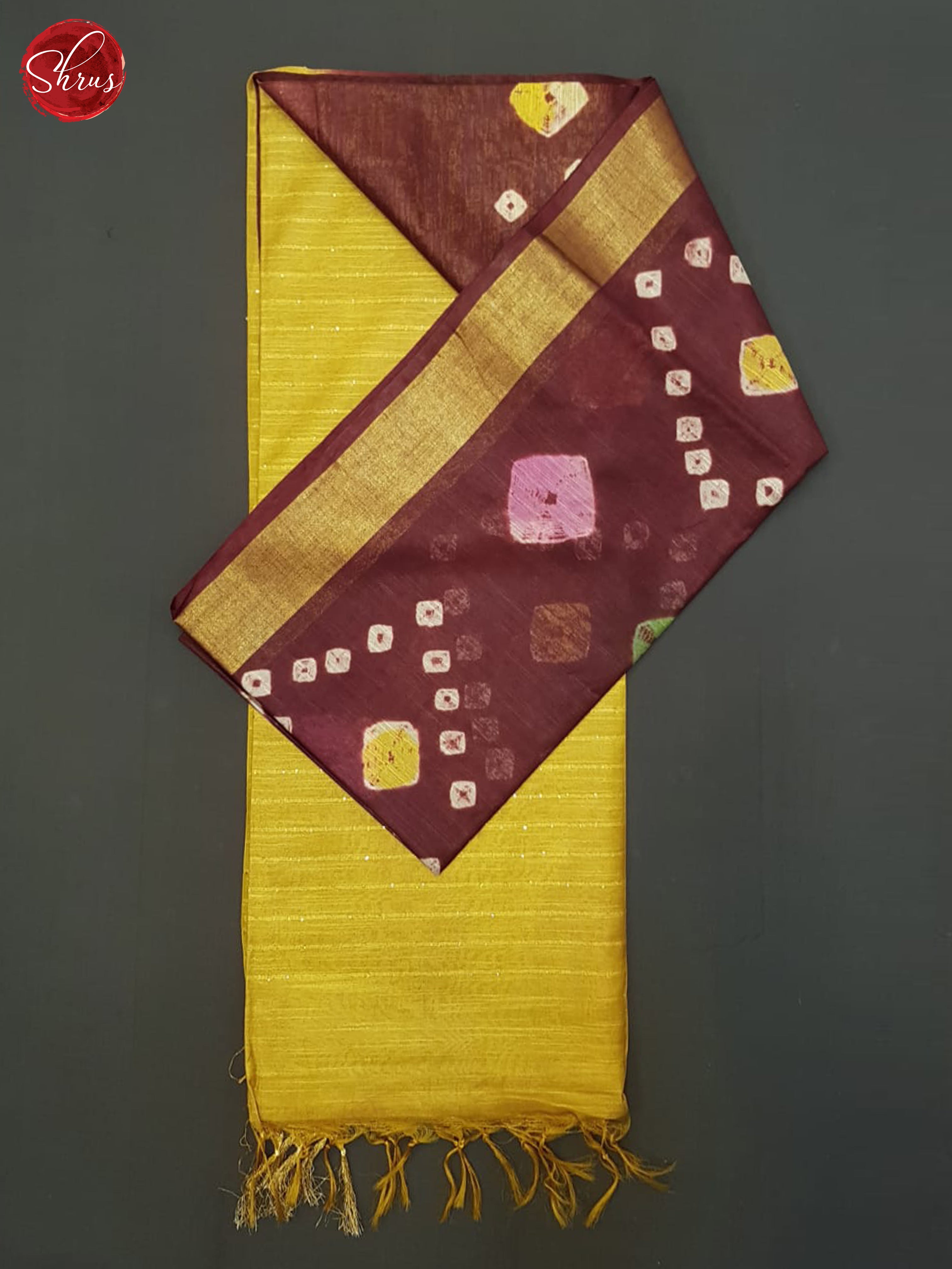 Maroon And Mustard- Shibori Saree - Shop on ShrusEternity.com