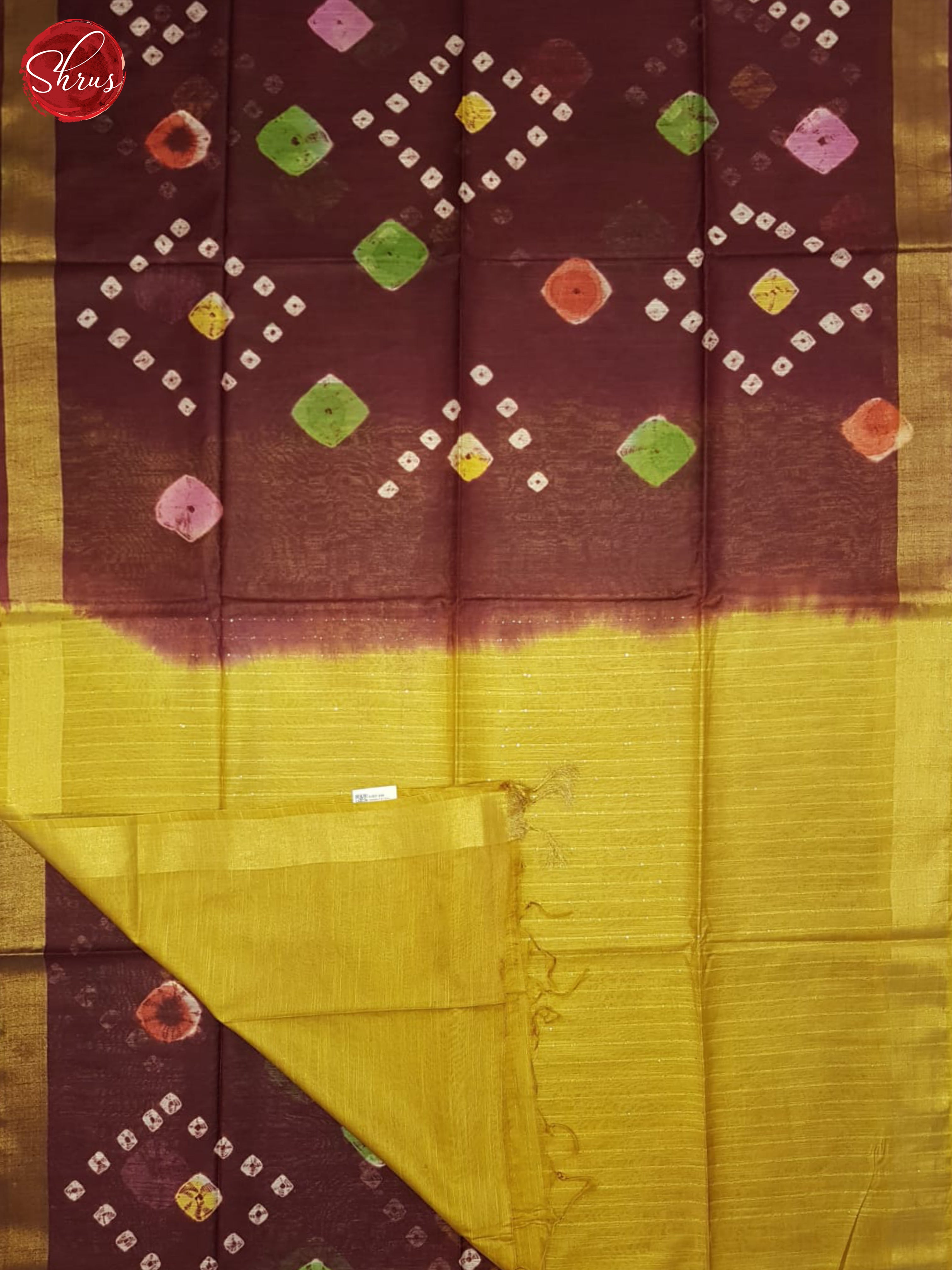 Maroon And Mustard- Shibori Saree - Shop on ShrusEternity.com