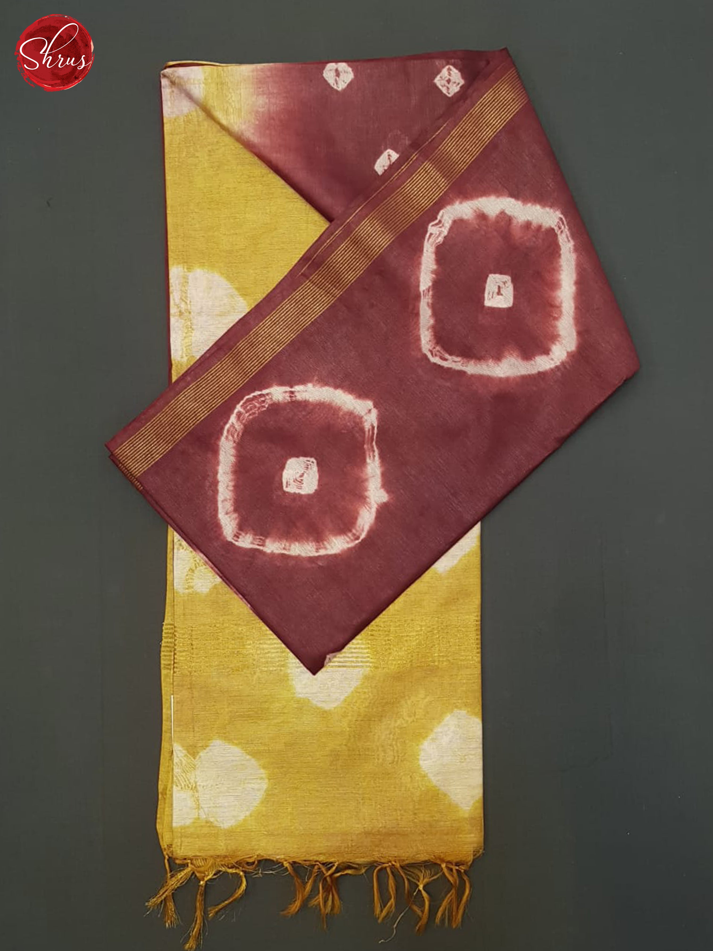 Maroon And Mustard- Shibori Saree - Shop on ShrusEternity.com