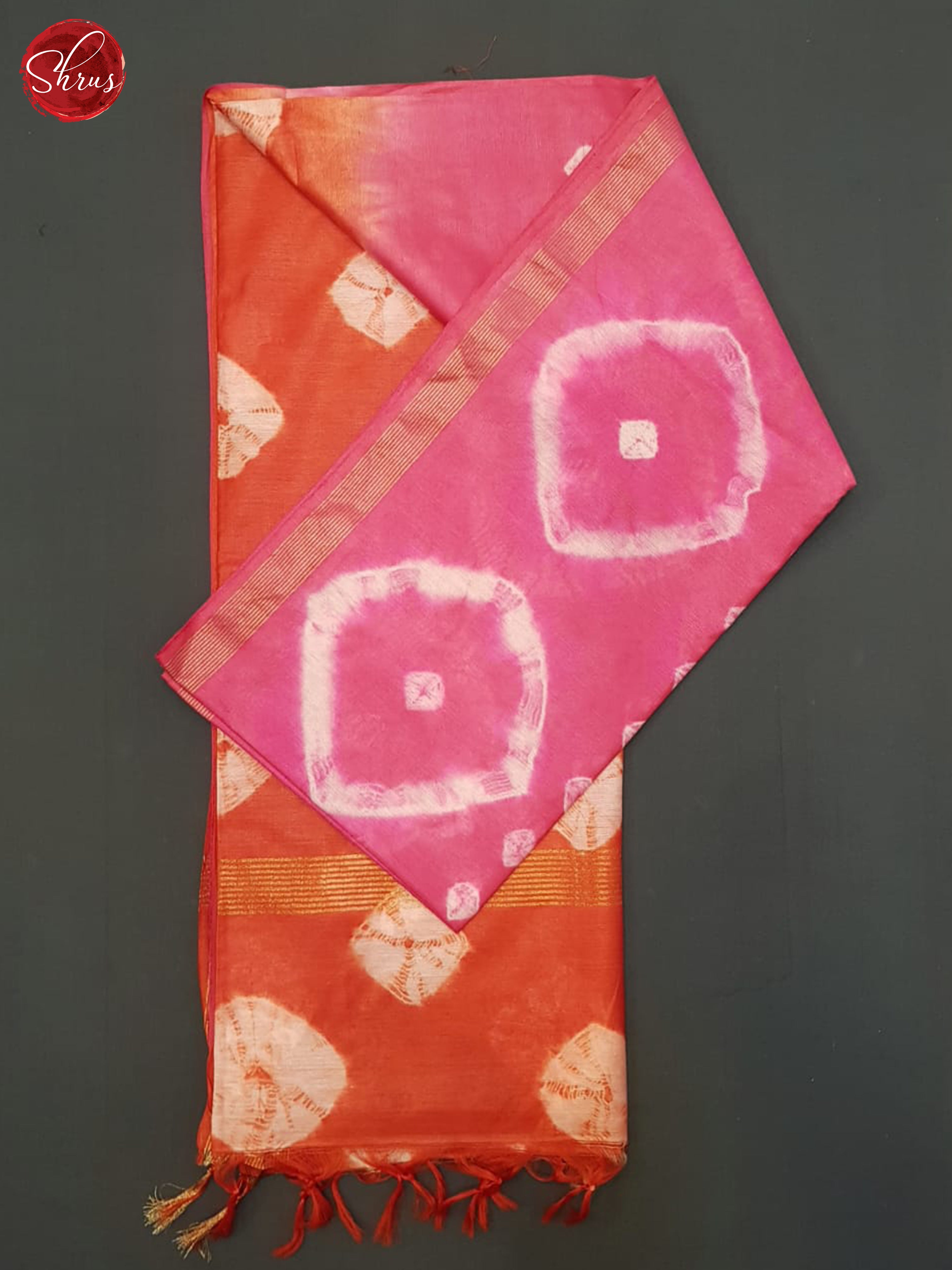 Pink And Orange- Shibori Saree - Shop on ShrusEternity.com