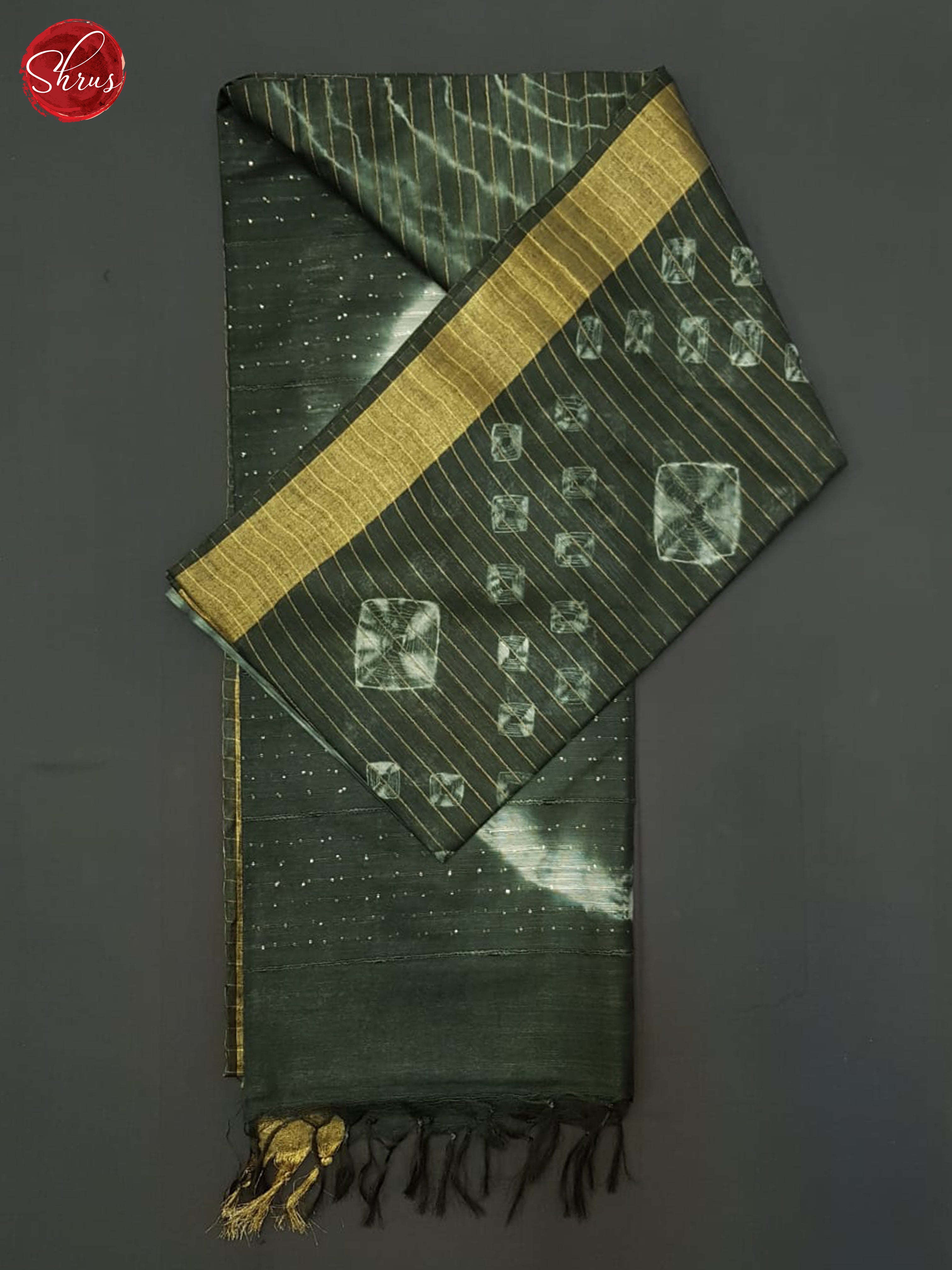 Dark Green & Cream - Shibori Saree - Shop on ShrusEternity.com