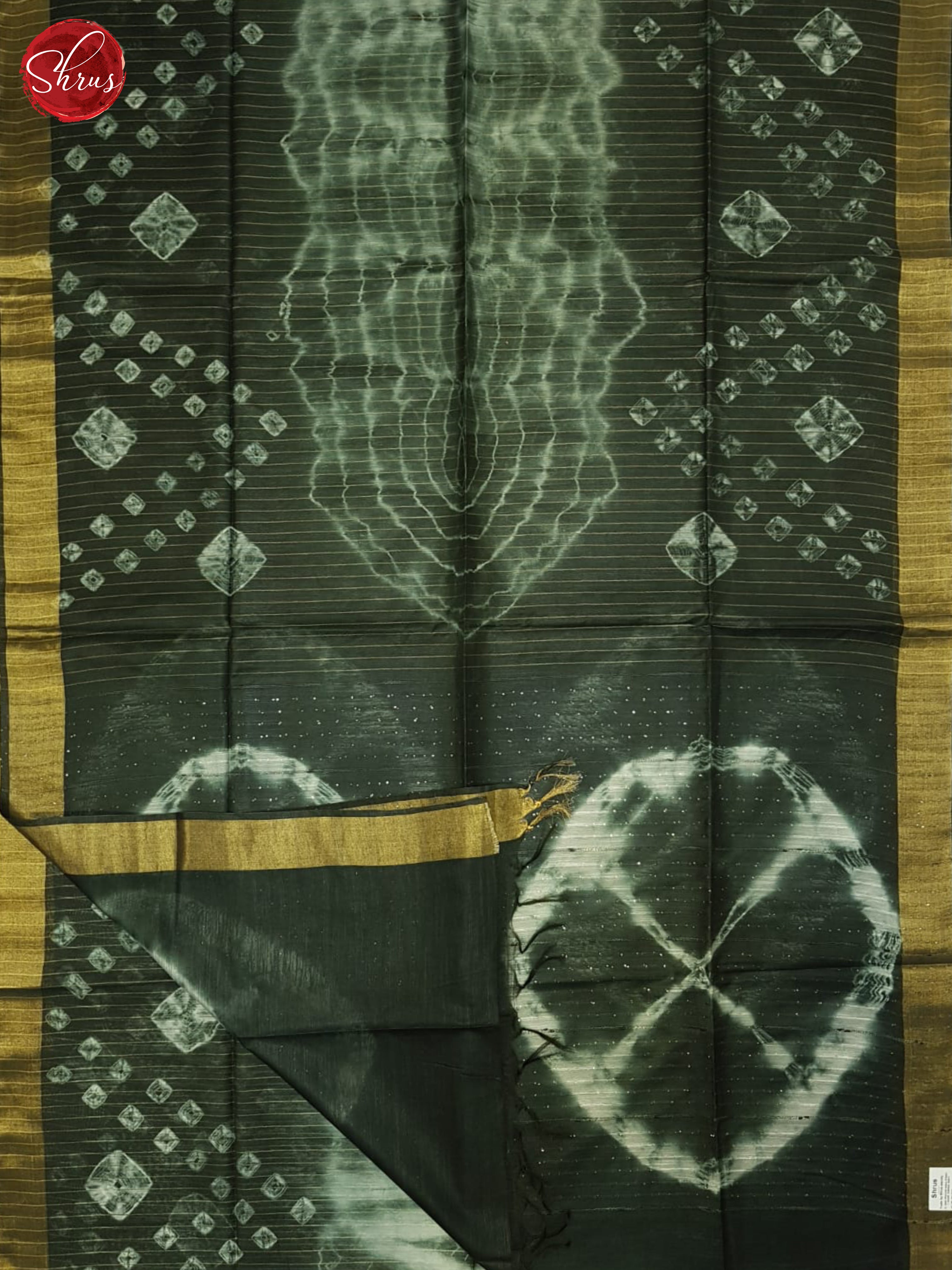Dark Green & Cream - Shibori Saree - Shop on ShrusEternity.com