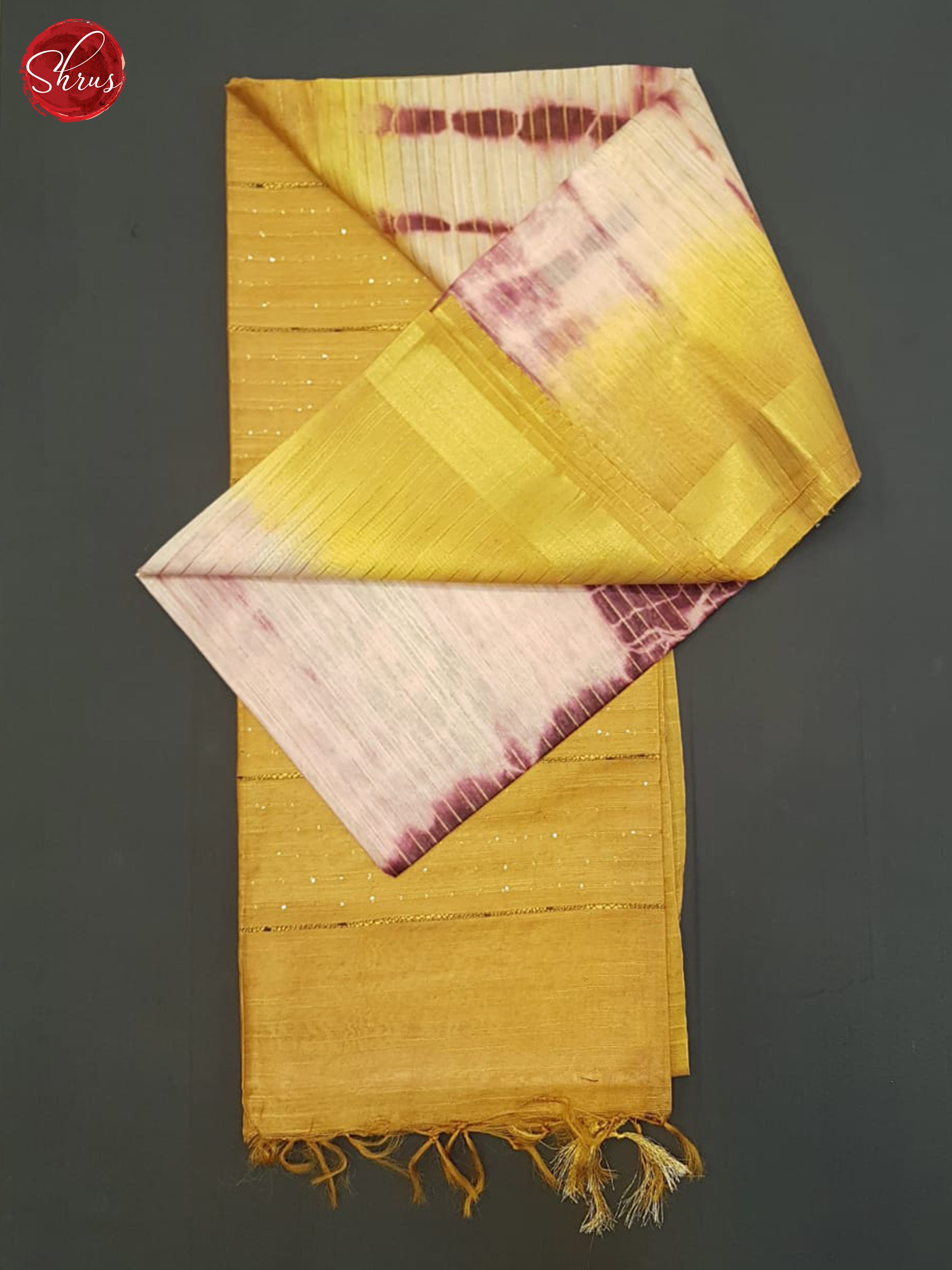 Cream Pink And Mustard- Shibori Saree - Shop on ShrusEternity.com