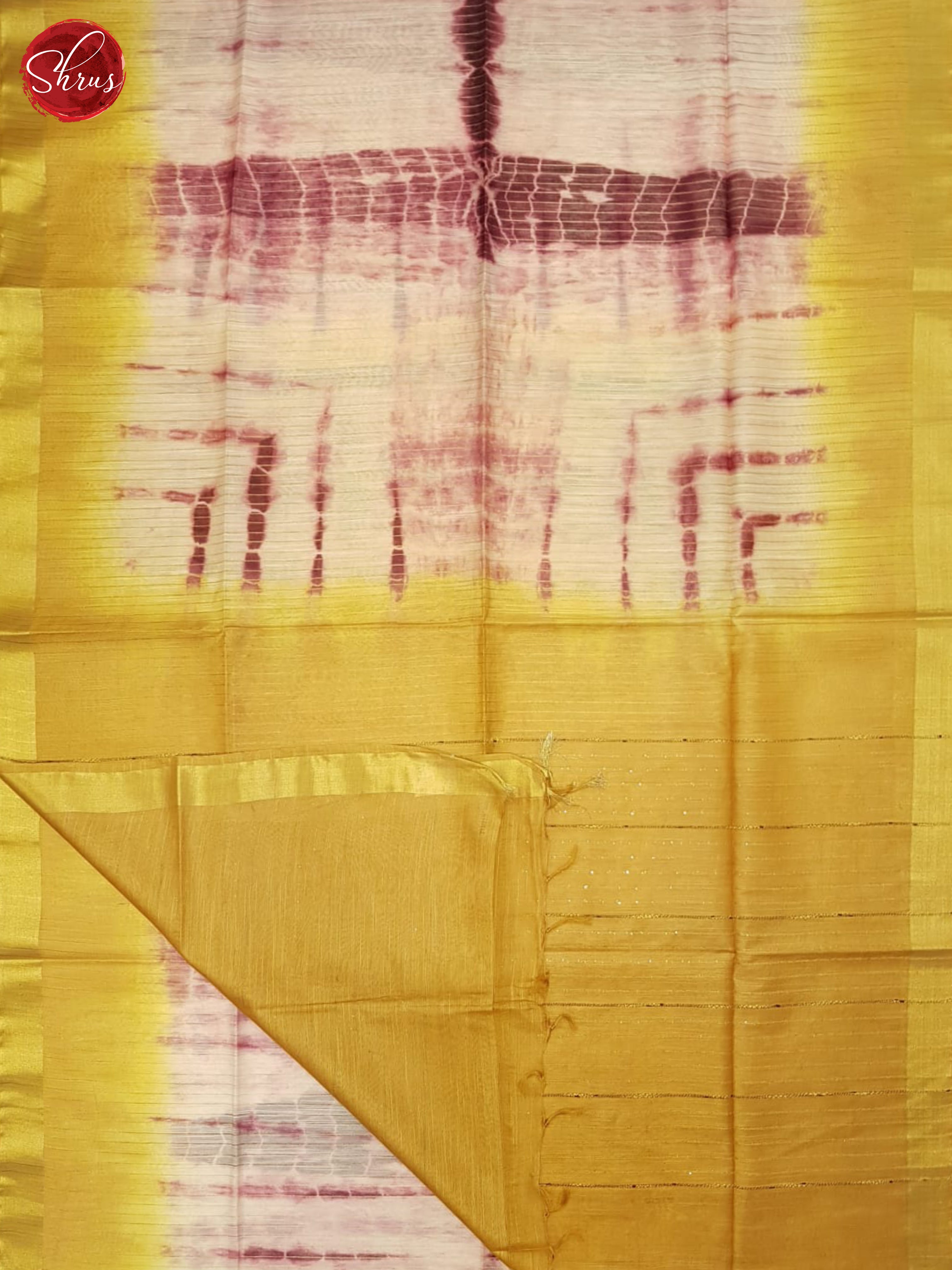 Cream Pink And Mustard- Shibori Saree - Shop on ShrusEternity.com