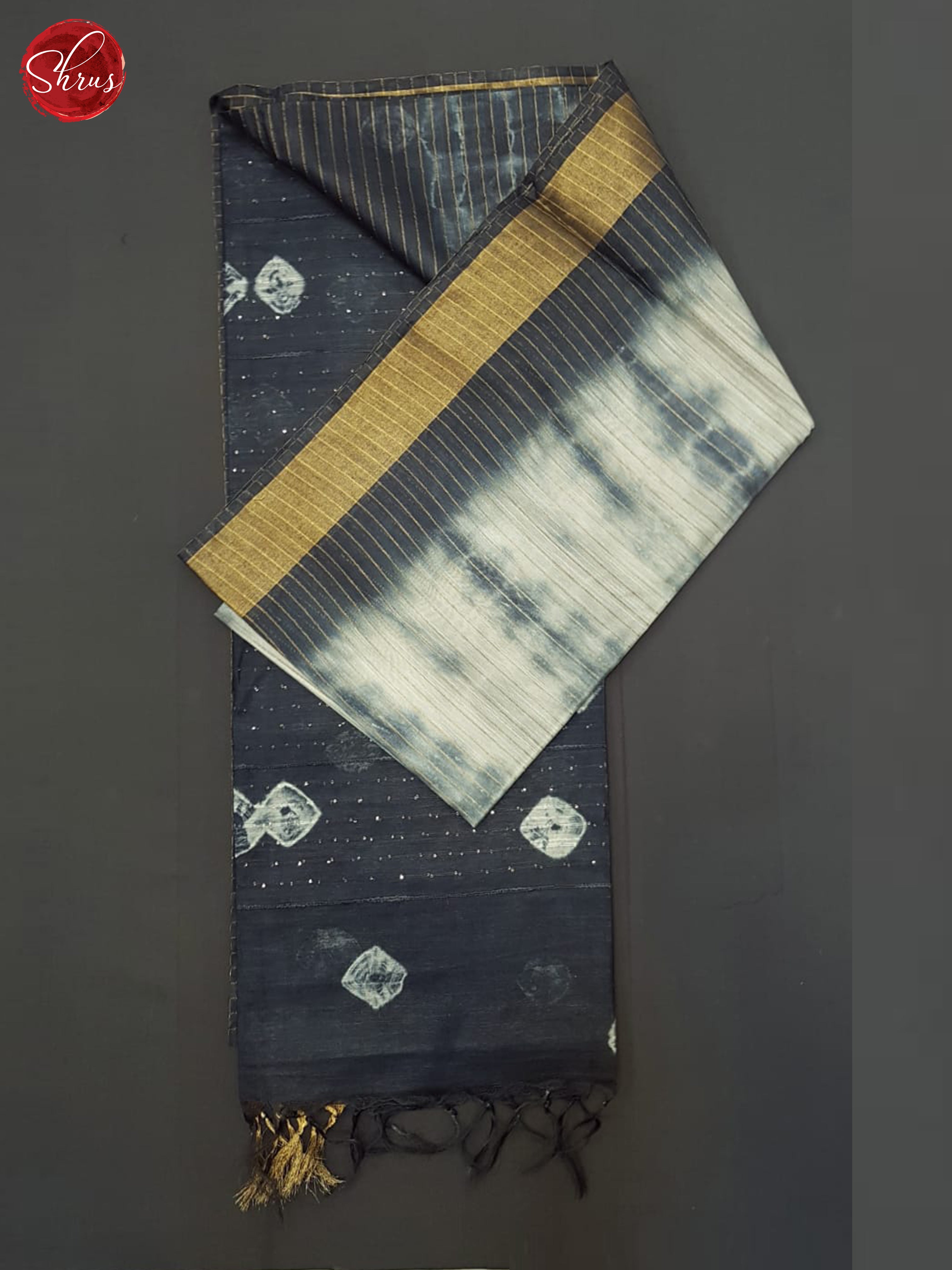 Cream And Blue- Shibori Saree - Shop on ShrusEternity.com