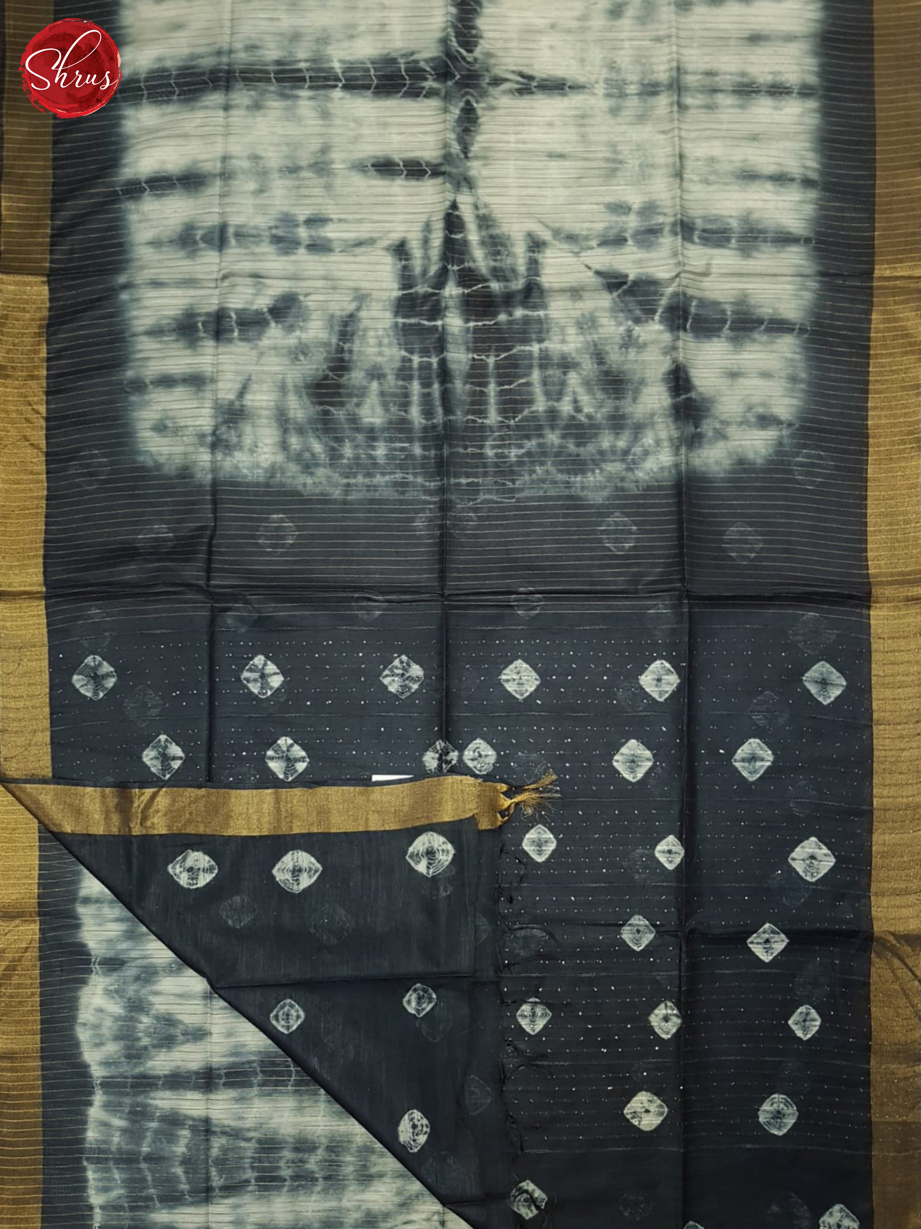 Cream And Blue- Shibori Saree - Shop on ShrusEternity.com