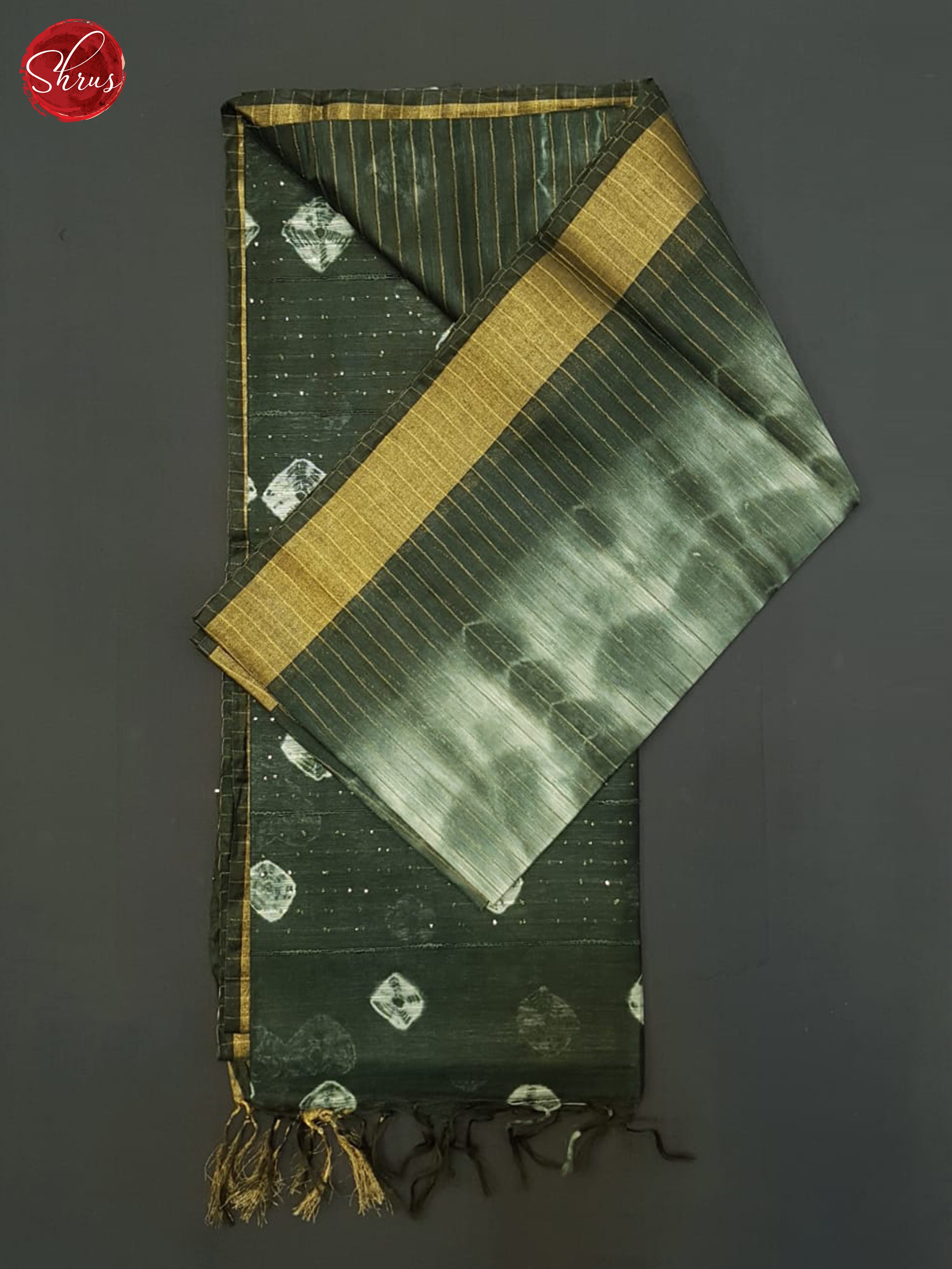 Cream & Green- Shibori Saree - Shop on ShrusEternity.com