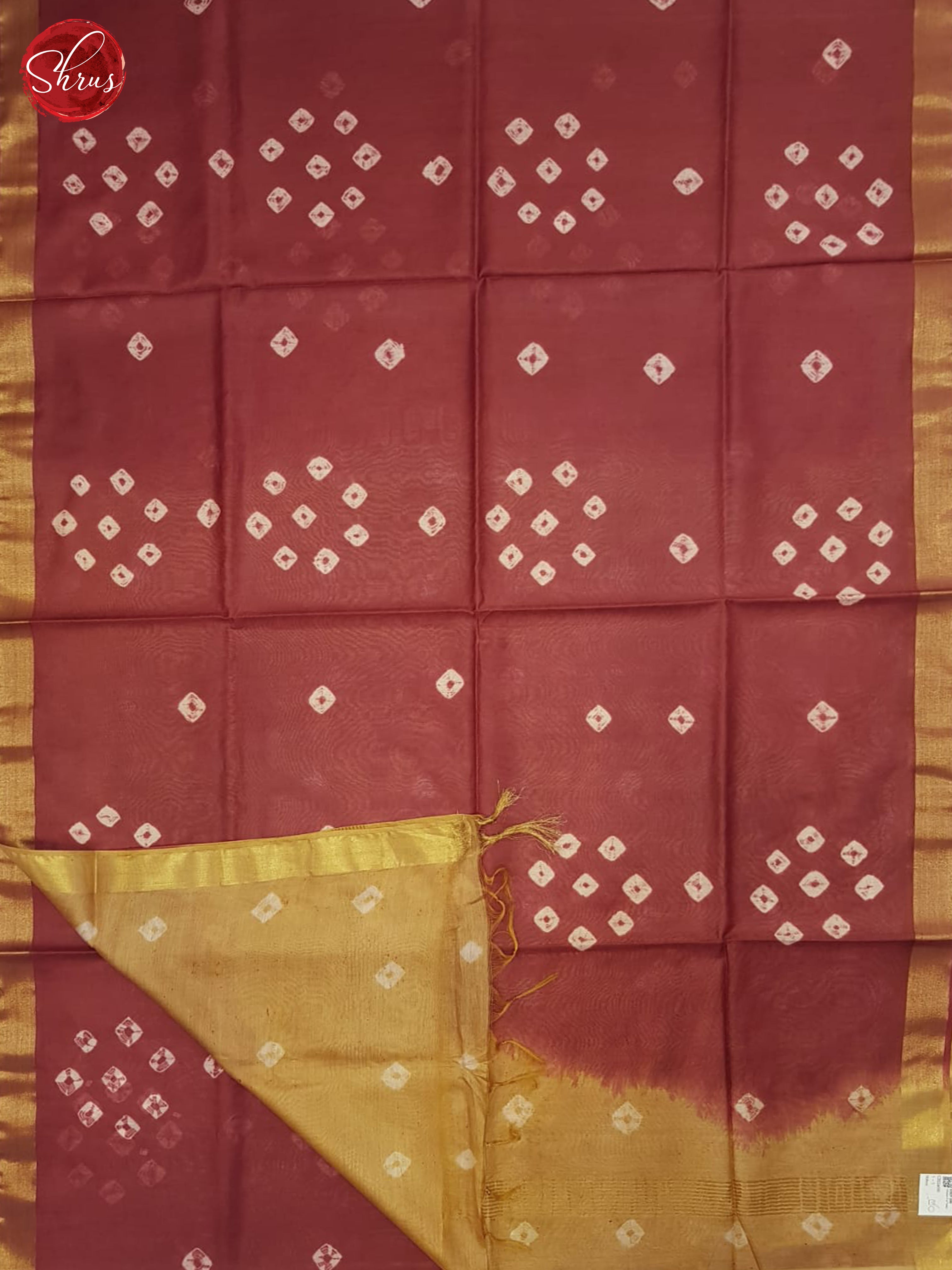 Maroon And Mustard- Shibori Saree - Shop on ShrusEternity.com